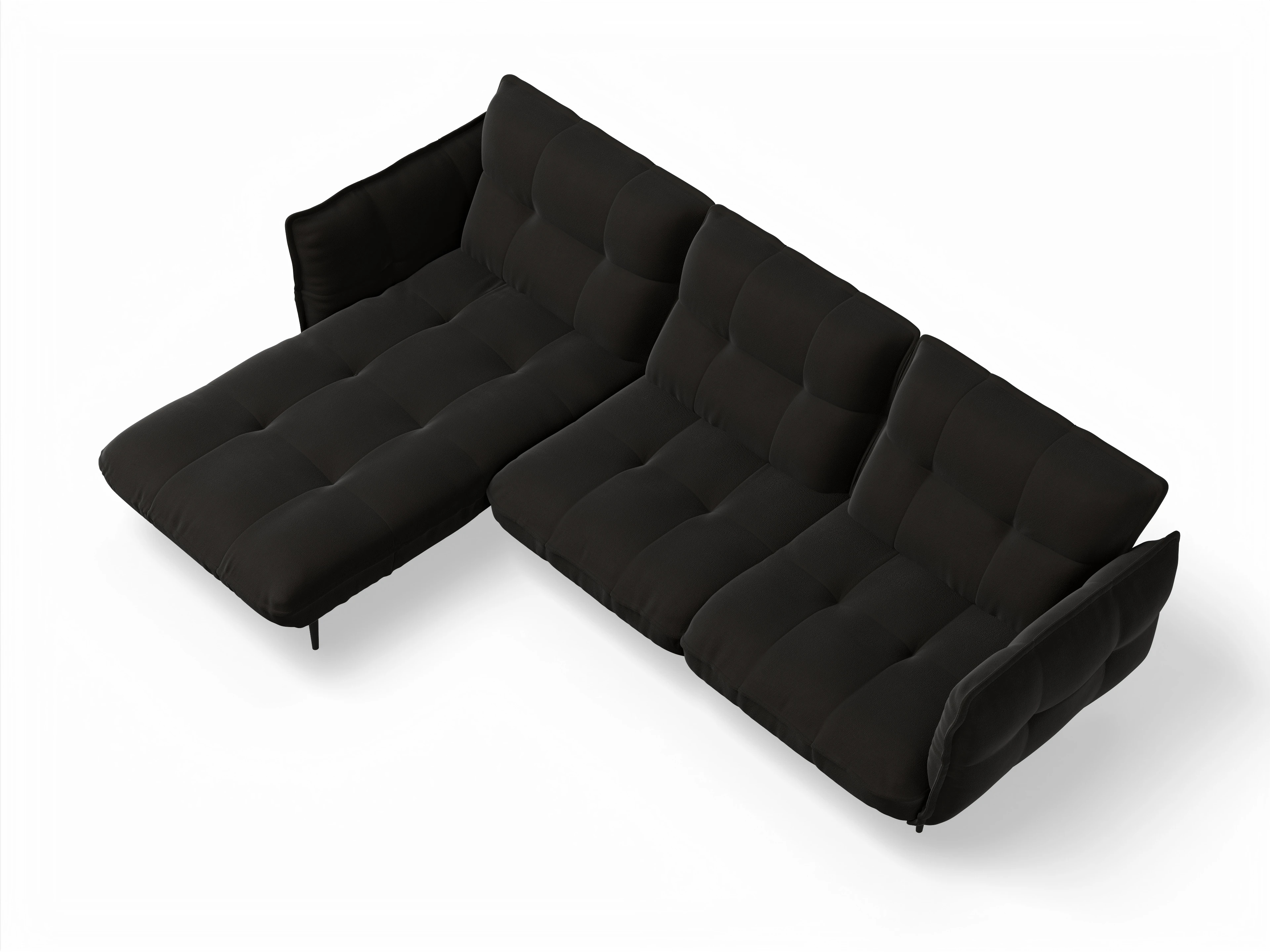 Ansicht des Produktes Marvin-O Ecksofa links Abschluss offen in Stoff Braun