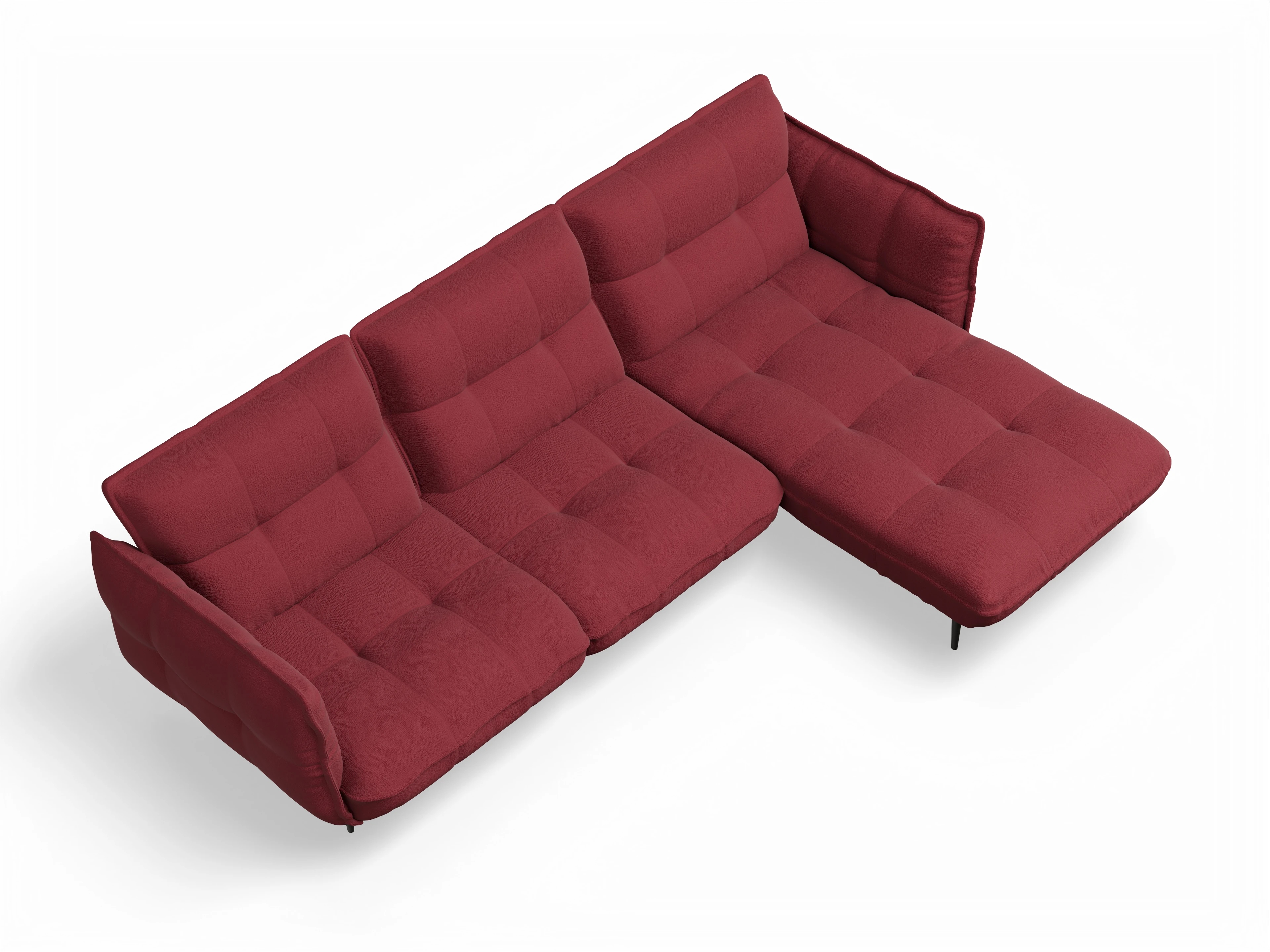 Ansicht des Produktes Marvin-O Ecksofa rechts Abschluss offen in Stoff Rot