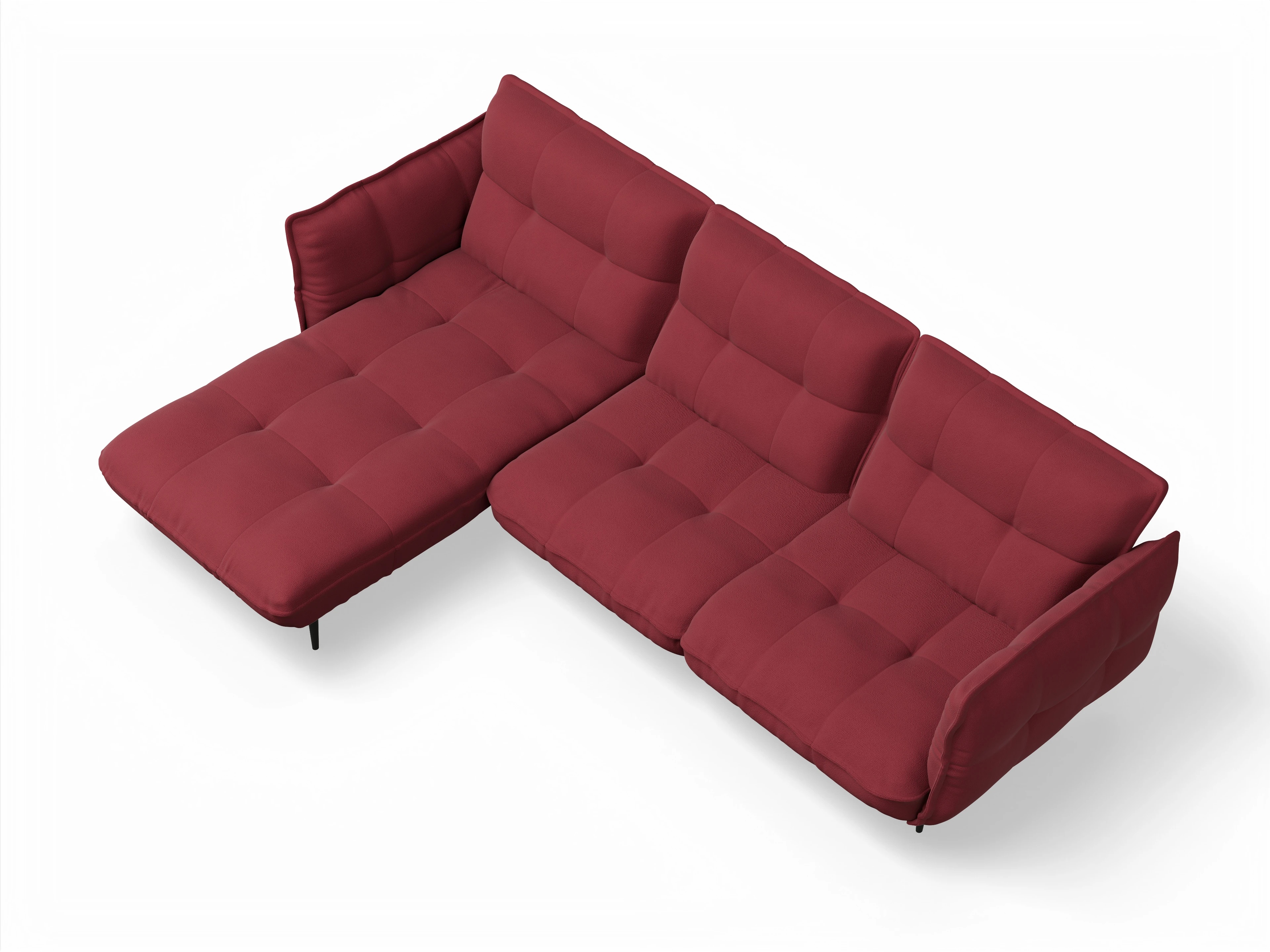 Ansicht des Produktes Marvin-O Ecksofa links Abschluss offen in Stoff Rot