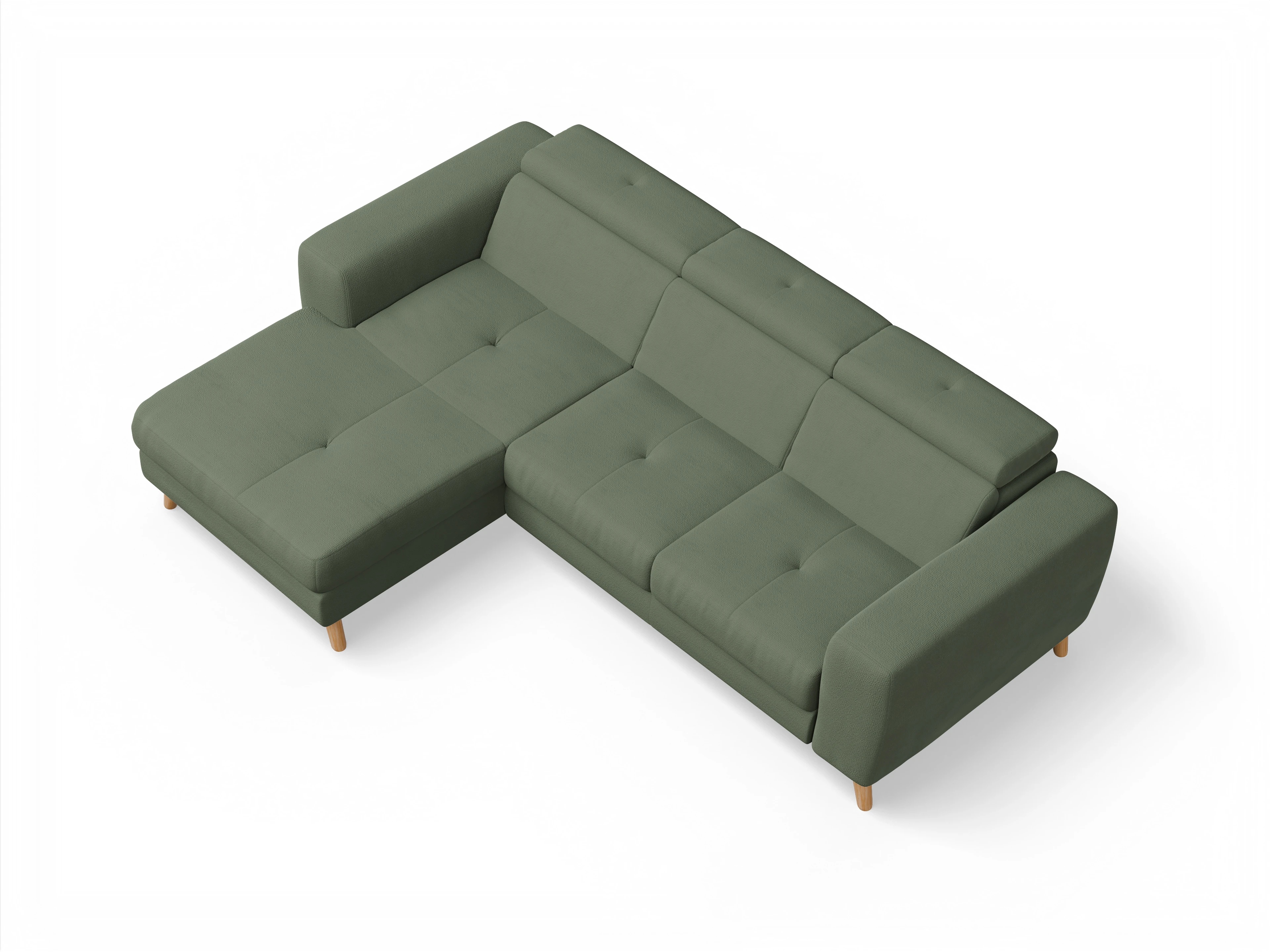 Ansicht des Produktes Capua Ecksofa links Abschluss offen in Stoff Grün