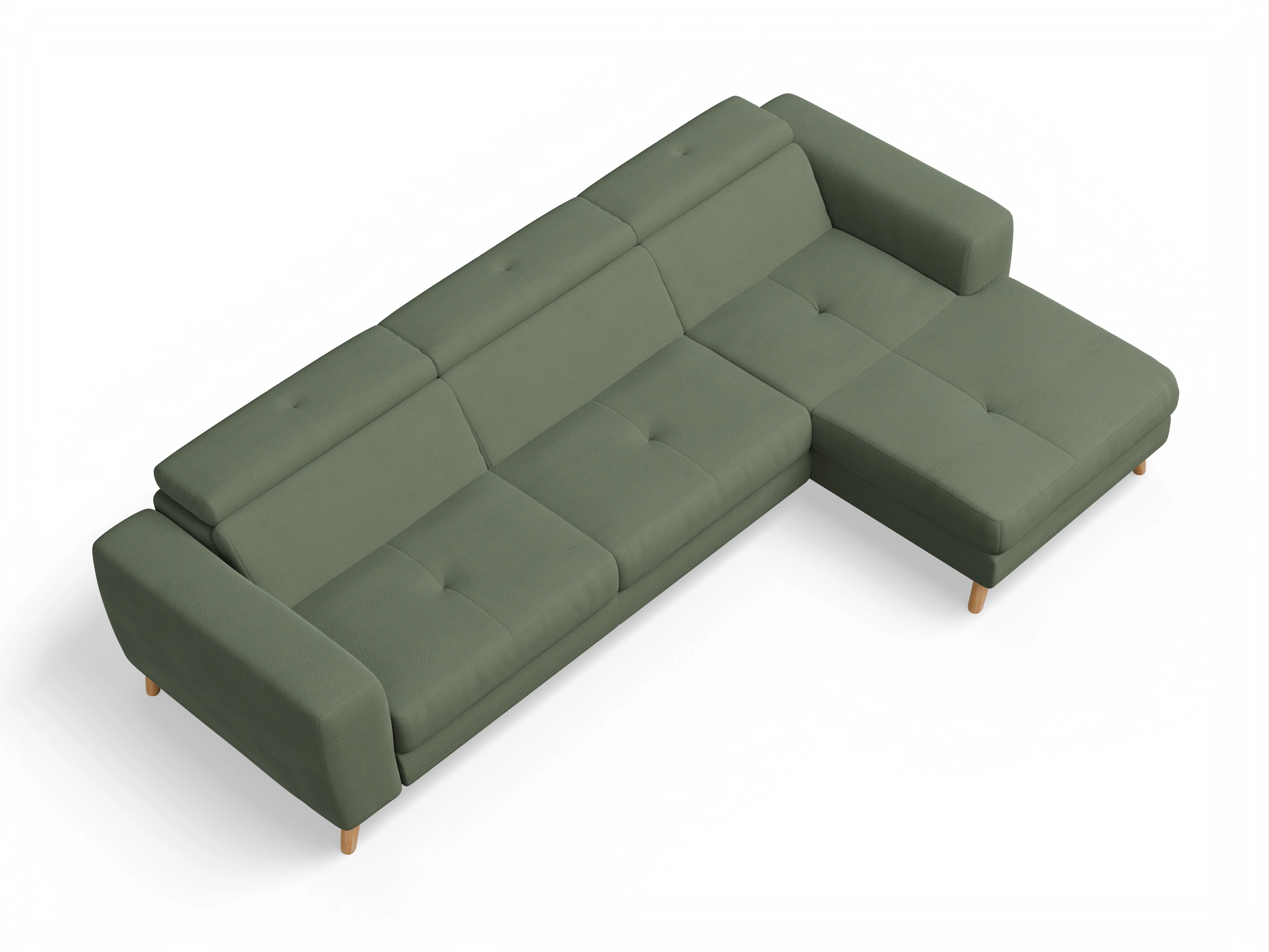 Ansicht des Produktes Capua Ecksofa rechts Abschluss offen in Stoff Grün