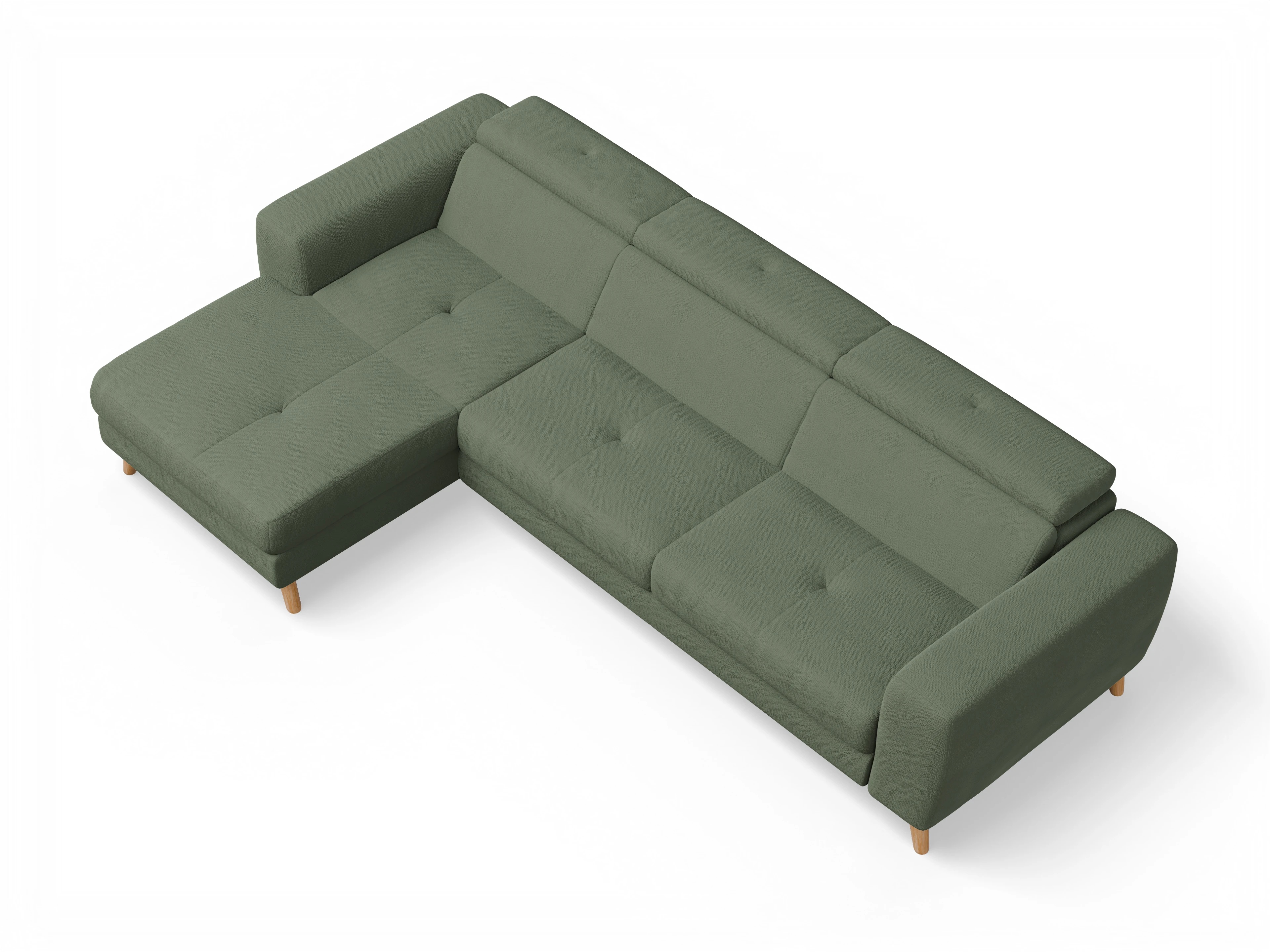 Ansicht des Produktes Capua Ecksofa links Abschluss offen in Stoff Grün