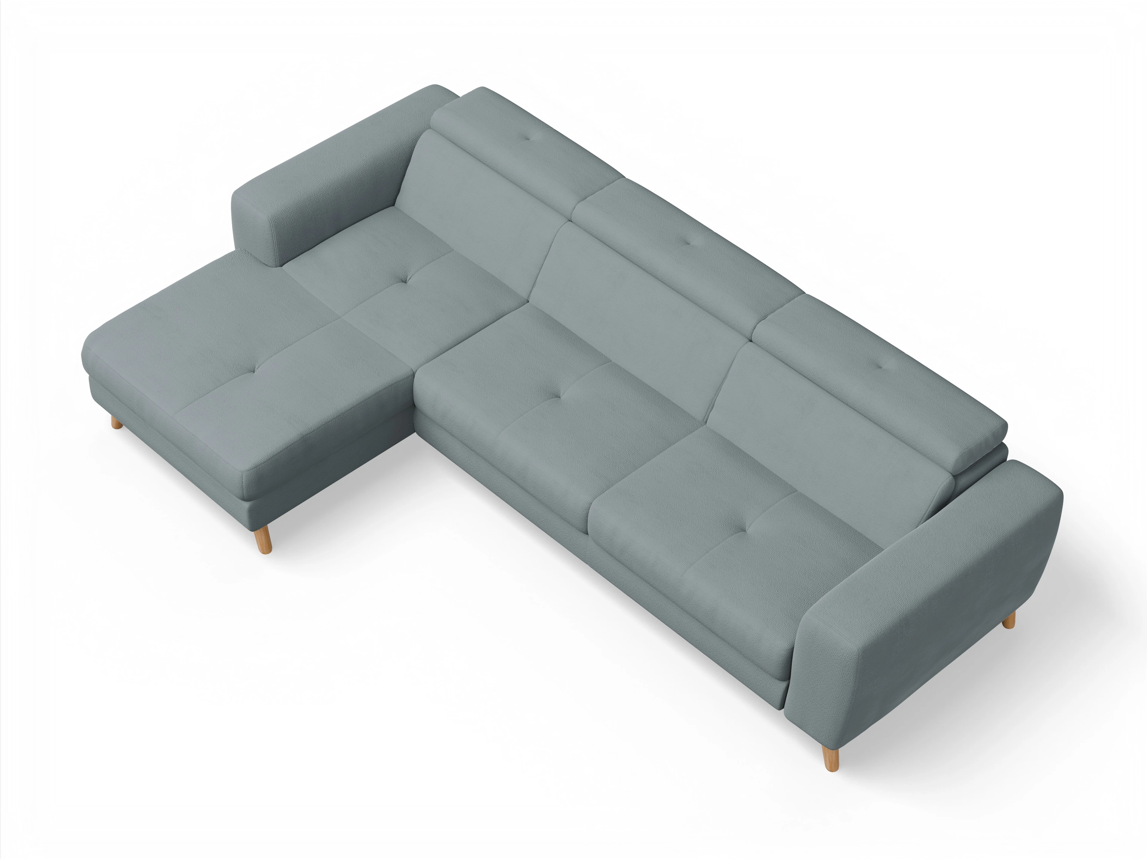 Ansicht des Produktes Capua Ecksofa links Abschluss offen in Stoff Blau