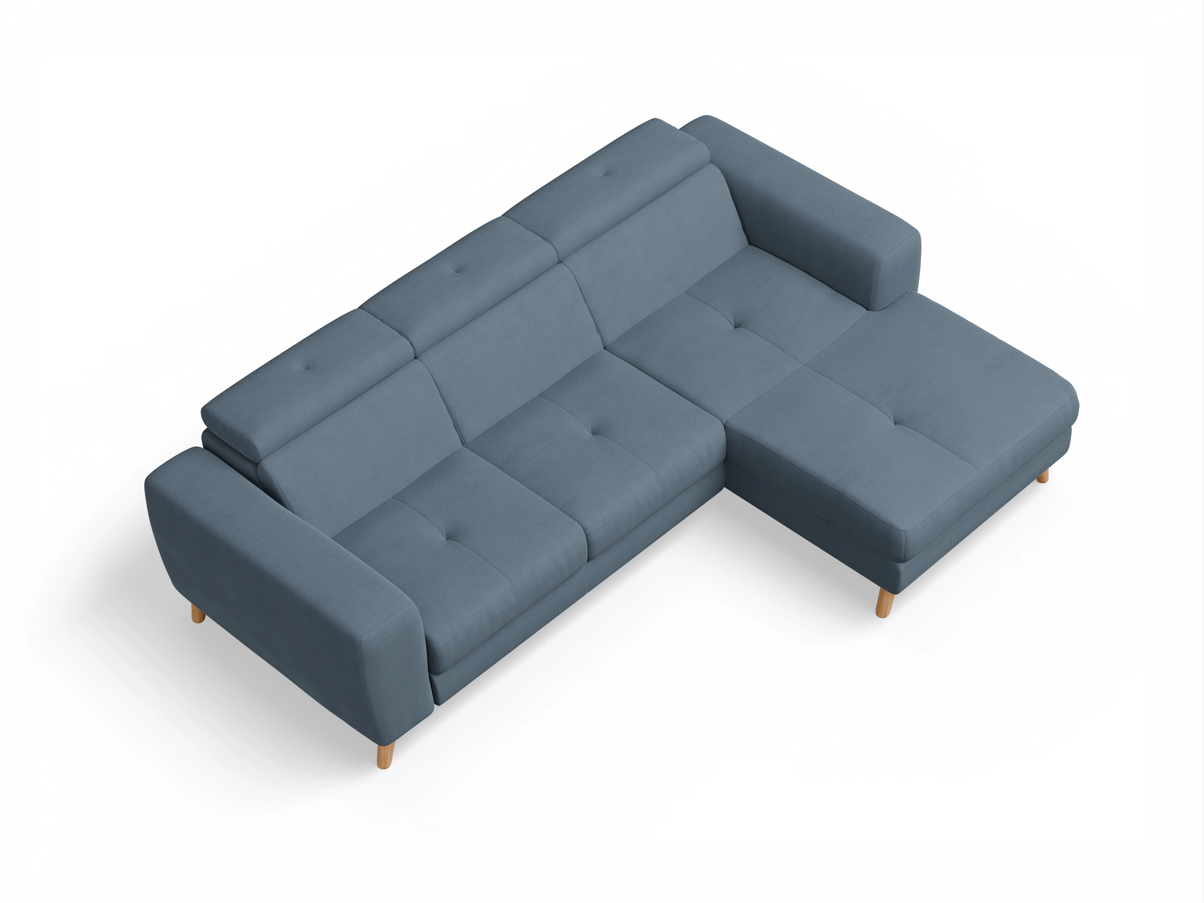 Ansicht des Produktes Capua Ecksofa rechts Abschluss offen in Stoff Blau