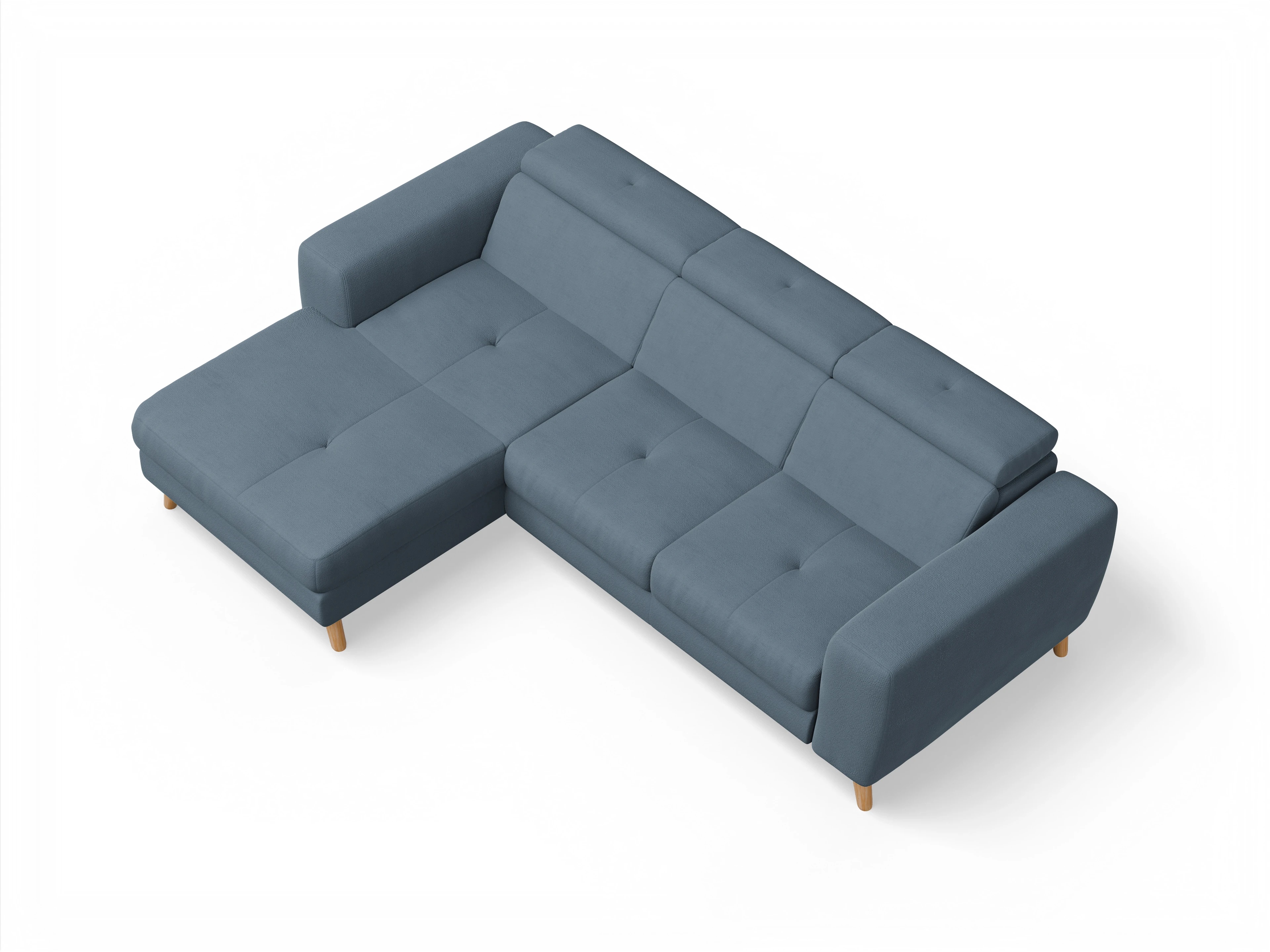 Ansicht des Produktes Capua Ecksofa links Abschluss offen in Stoff Blau