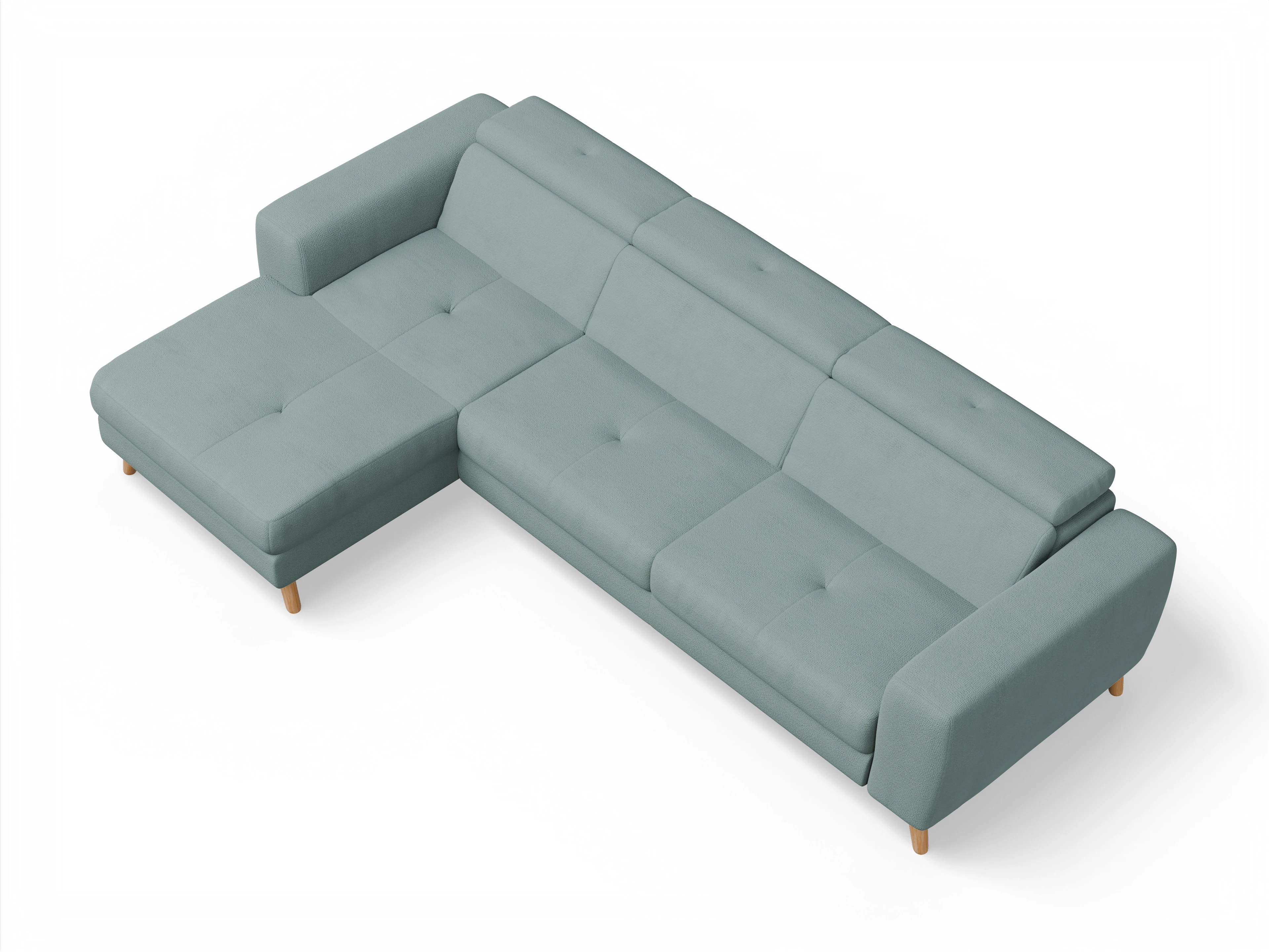 Ansicht des Produktes Capua Ecksofa links Abschluss offen in Stoff Blau