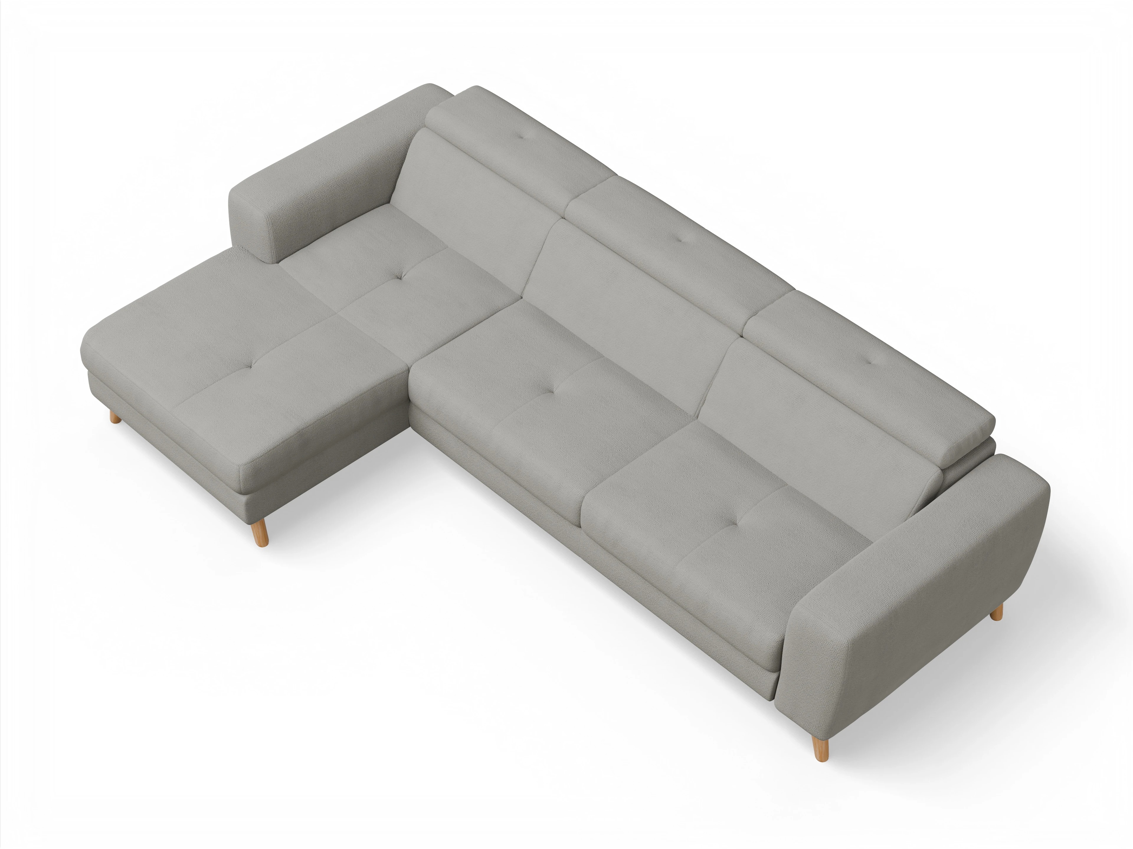 Ansicht des Produktes Capua Ecksofa links Abschluss offen in Stoff Grau