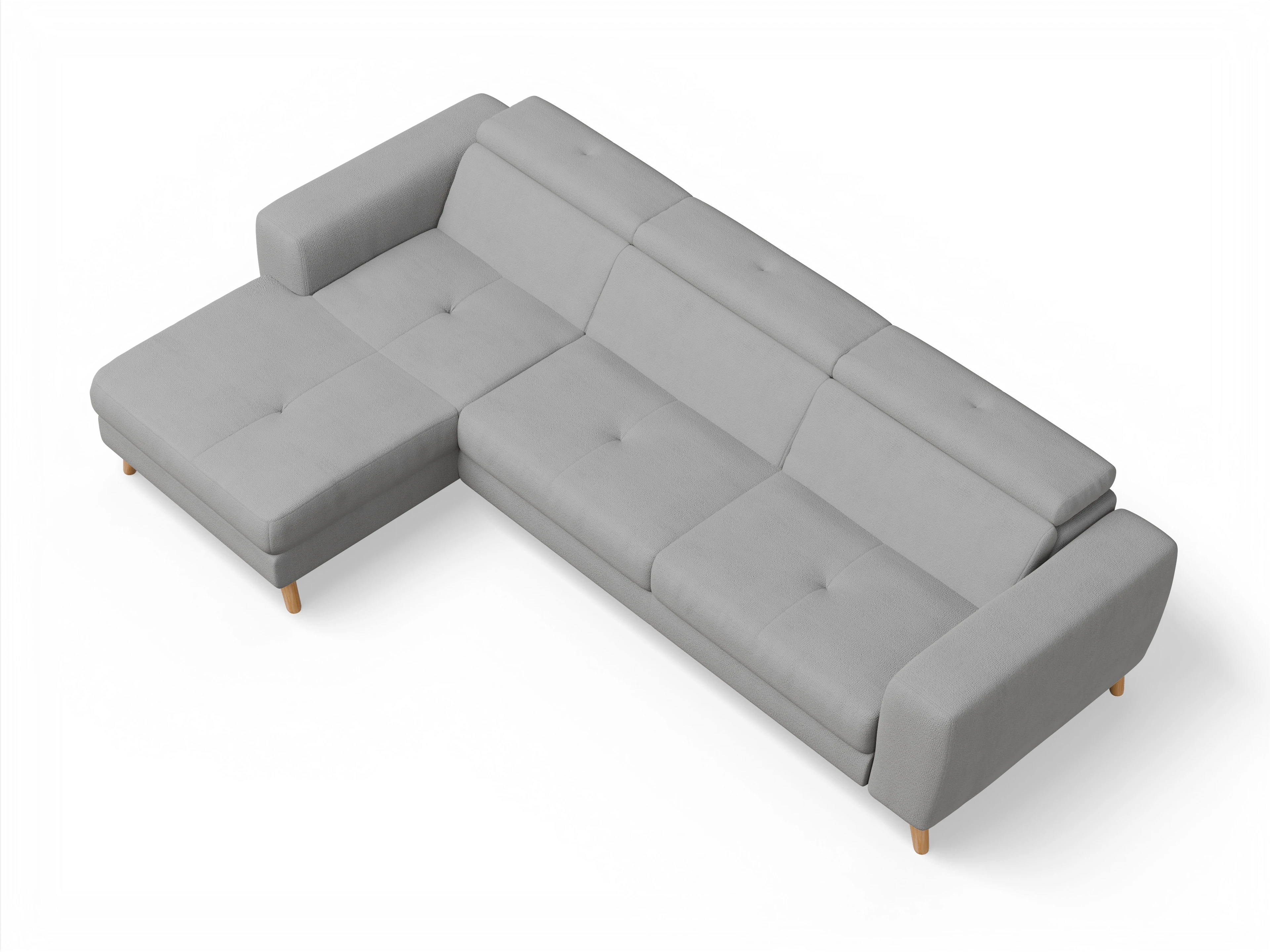 Ansicht des Produktes Capua Ecksofa links Abschluss offen in Stoff Grau