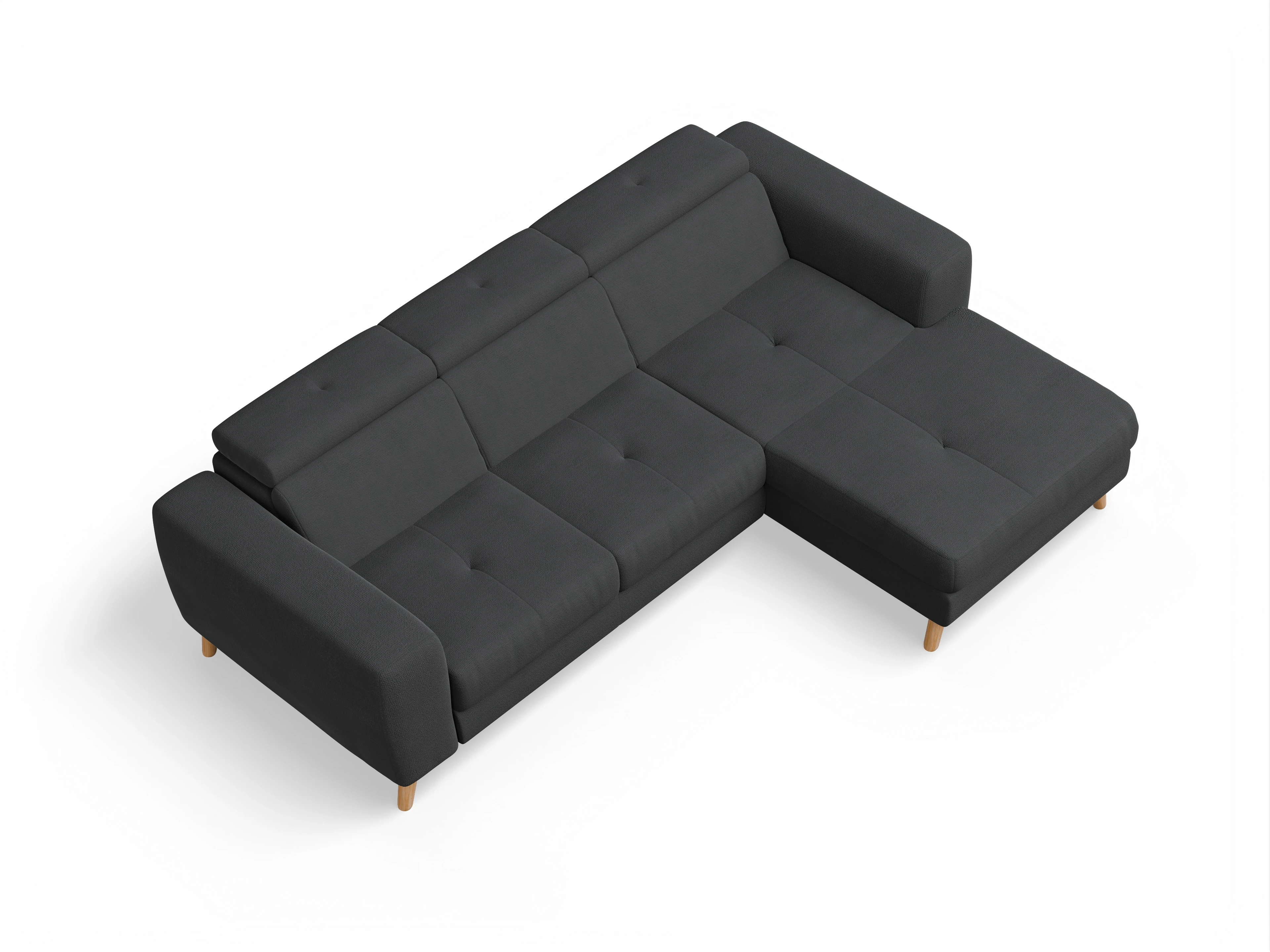 Ansicht des Produktes Capua Ecksofa rechts Abschluss offen in Stoff Schwarz