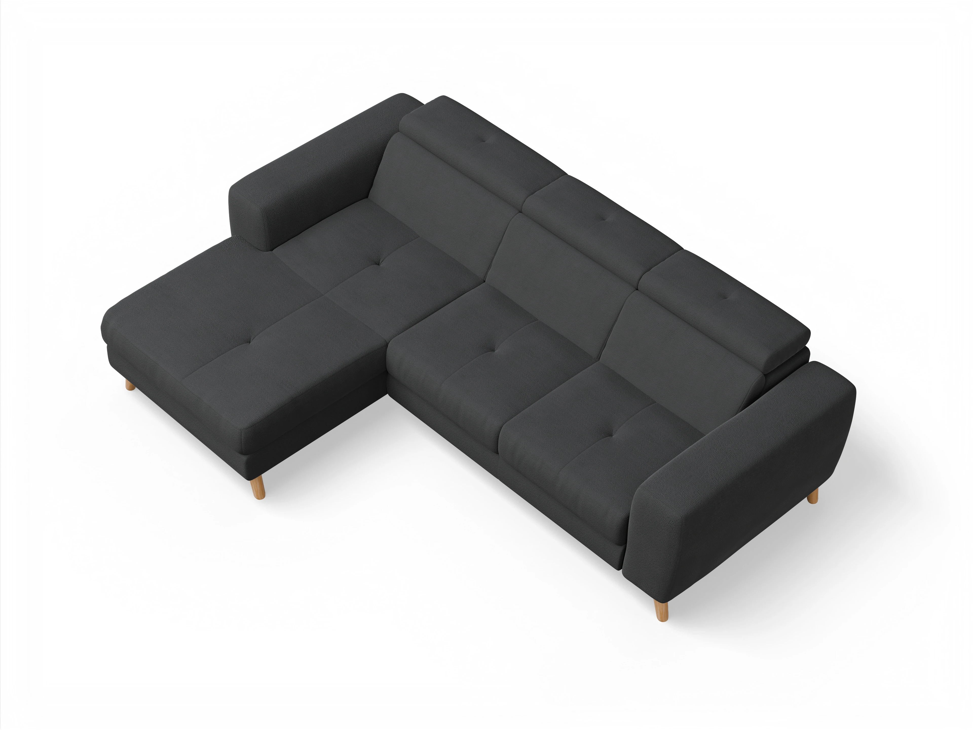 Ansicht des Produktes Capua Ecksofa links Abschluss offen in Stoff Schwarz