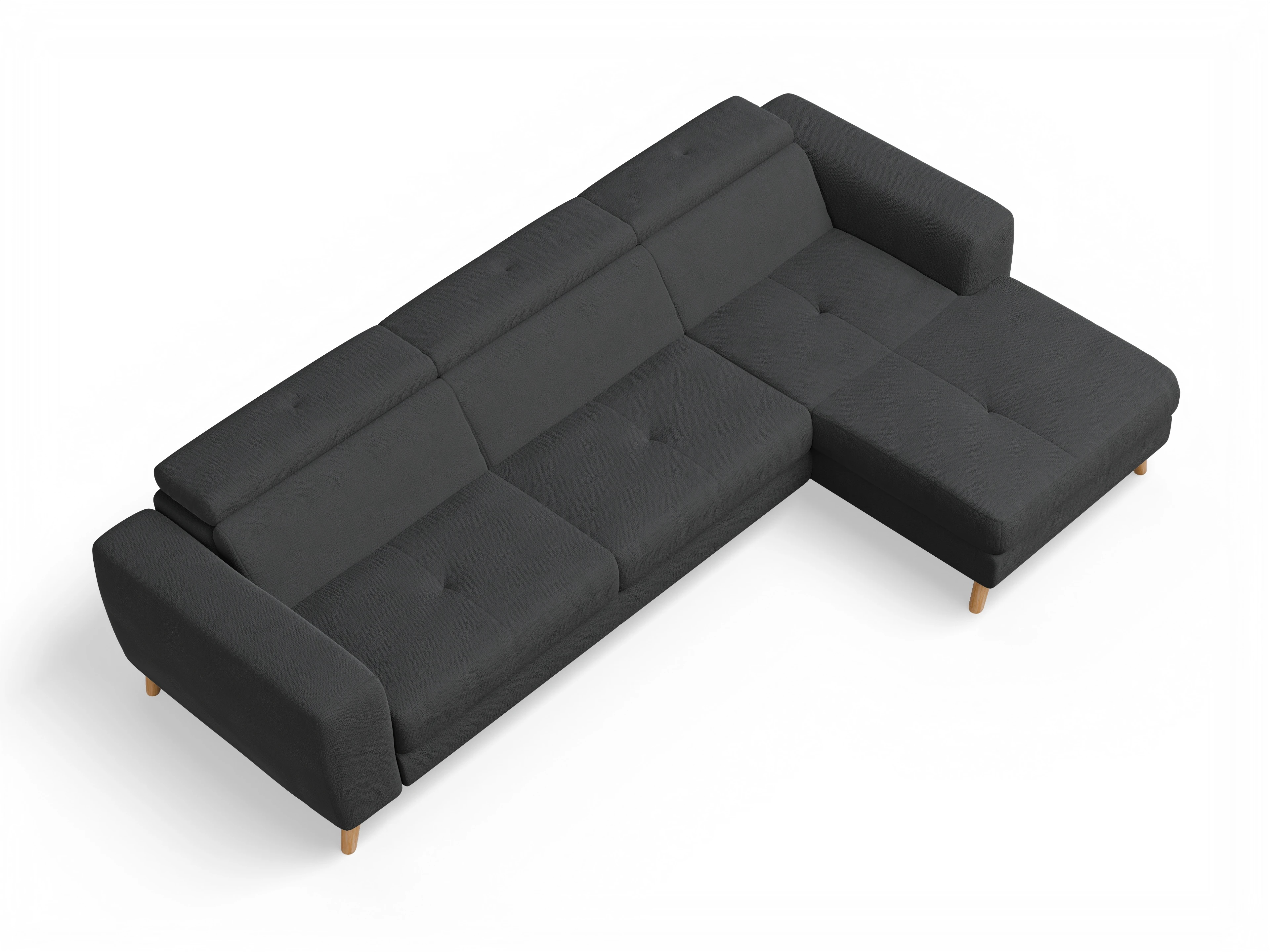 Ansicht des Produktes Capua Ecksofa rechts Abschluss offen in Stoff Schwarz