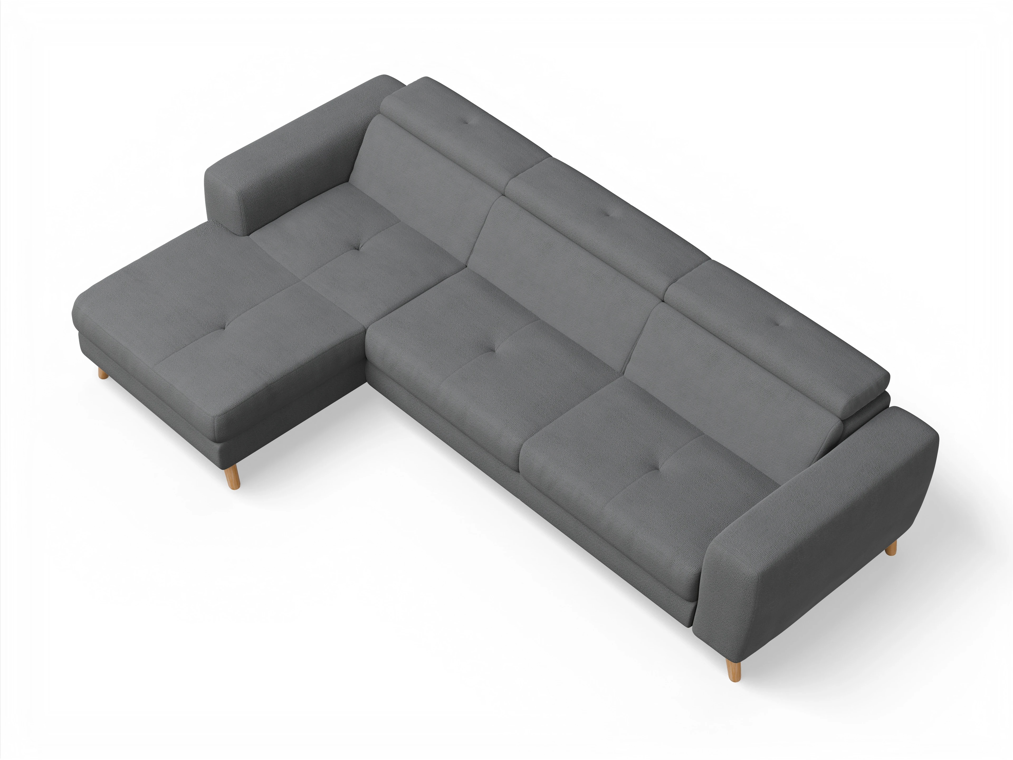 Ansicht des Produktes Capua Ecksofa links Abschluss offen in Stoff Grau