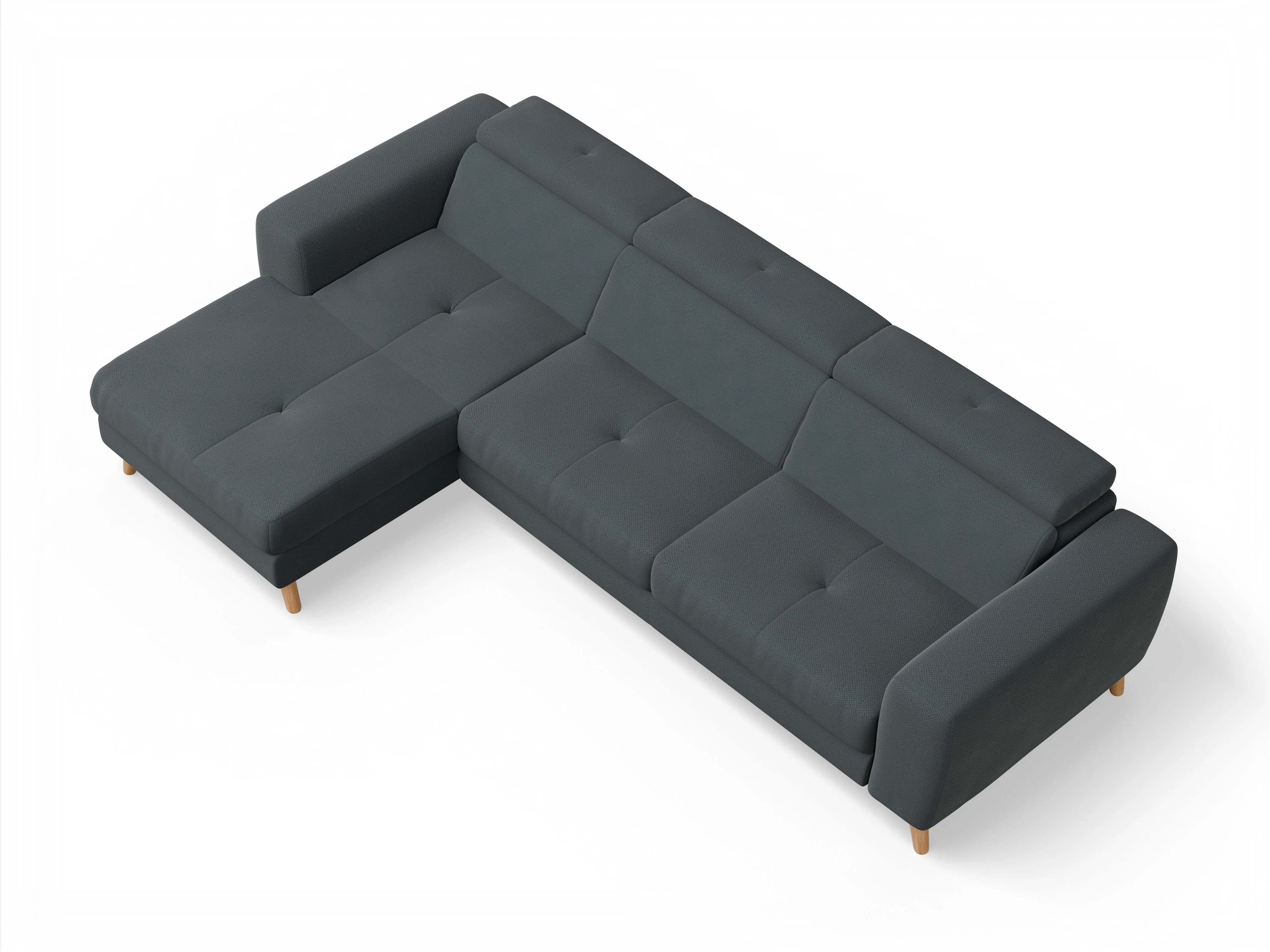 Ansicht des Produktes Capua Ecksofa links Abschluss offen in Stoff Grau