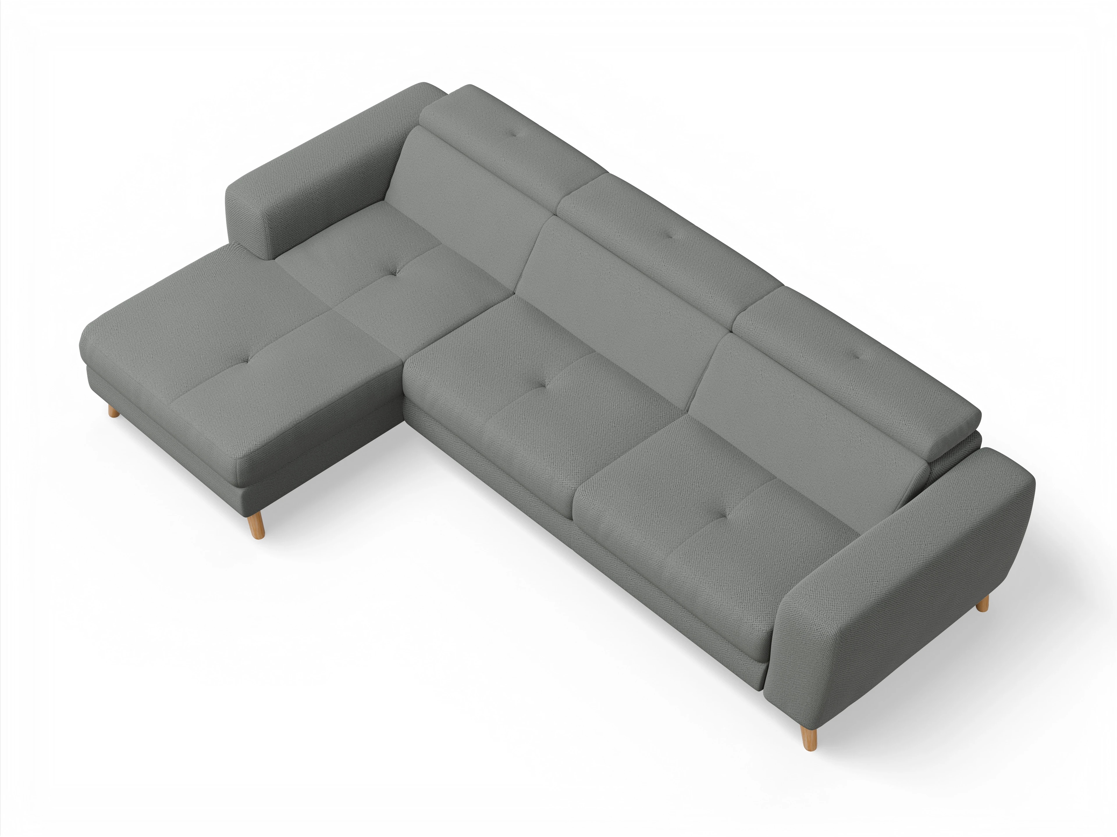 Ansicht des Produktes Capua Ecksofa links Abschluss offen in Stoff Grau