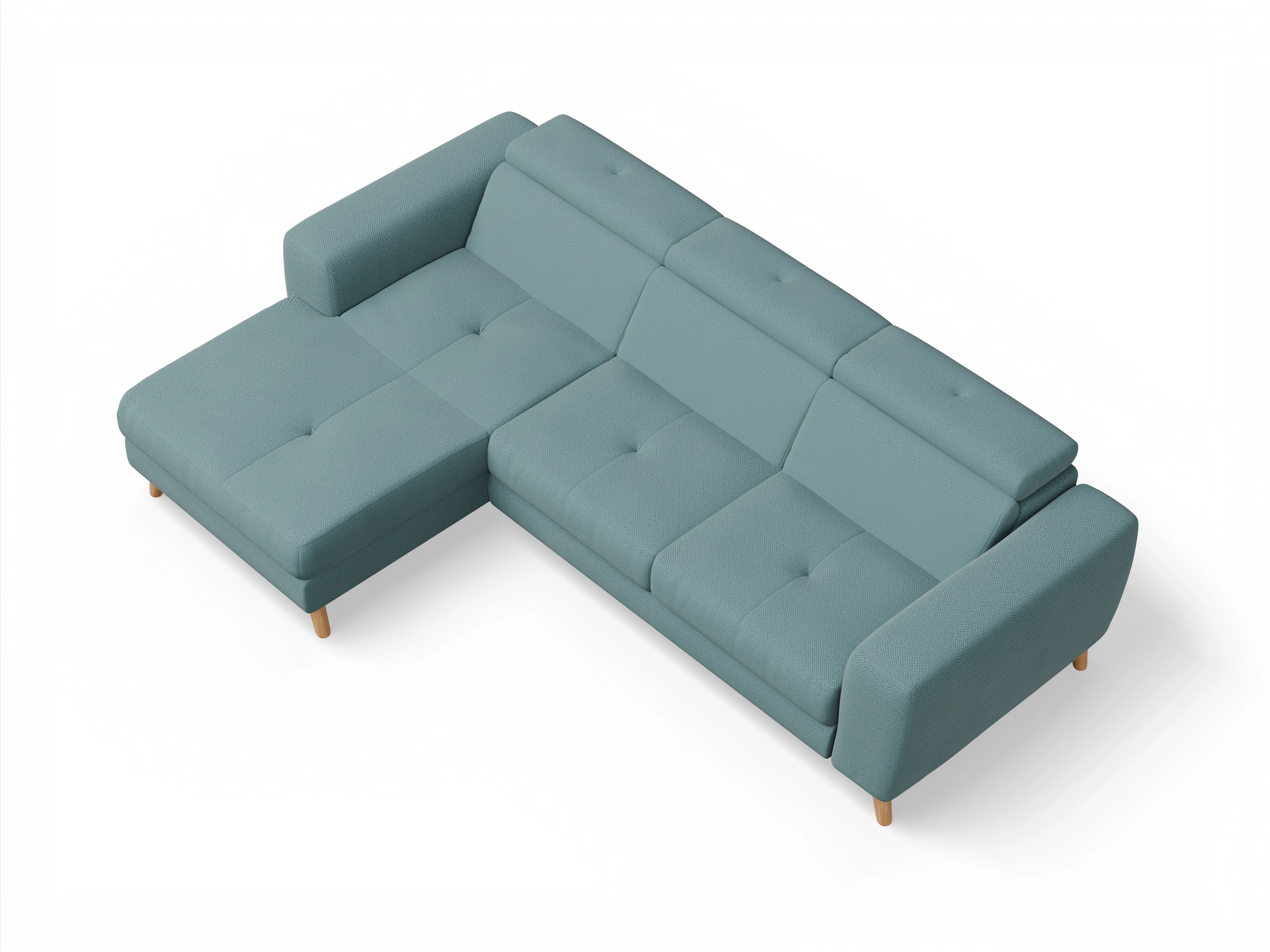 Ansicht des Produktes Capua Ecksofa links Abschluss offen in Stoff Blau