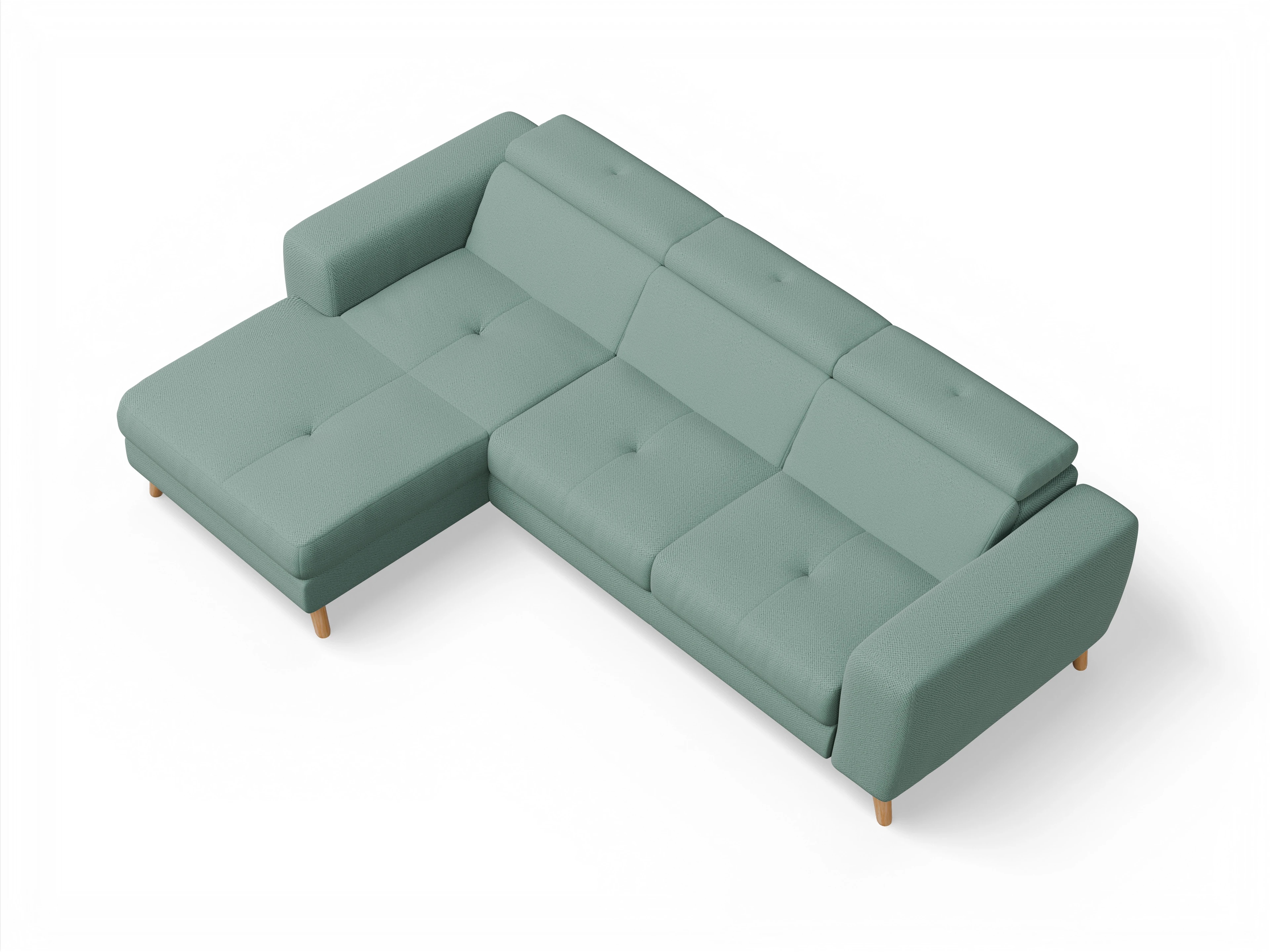 Ansicht des Produktes Capua Ecksofa links Abschluss offen in Stoff Blau