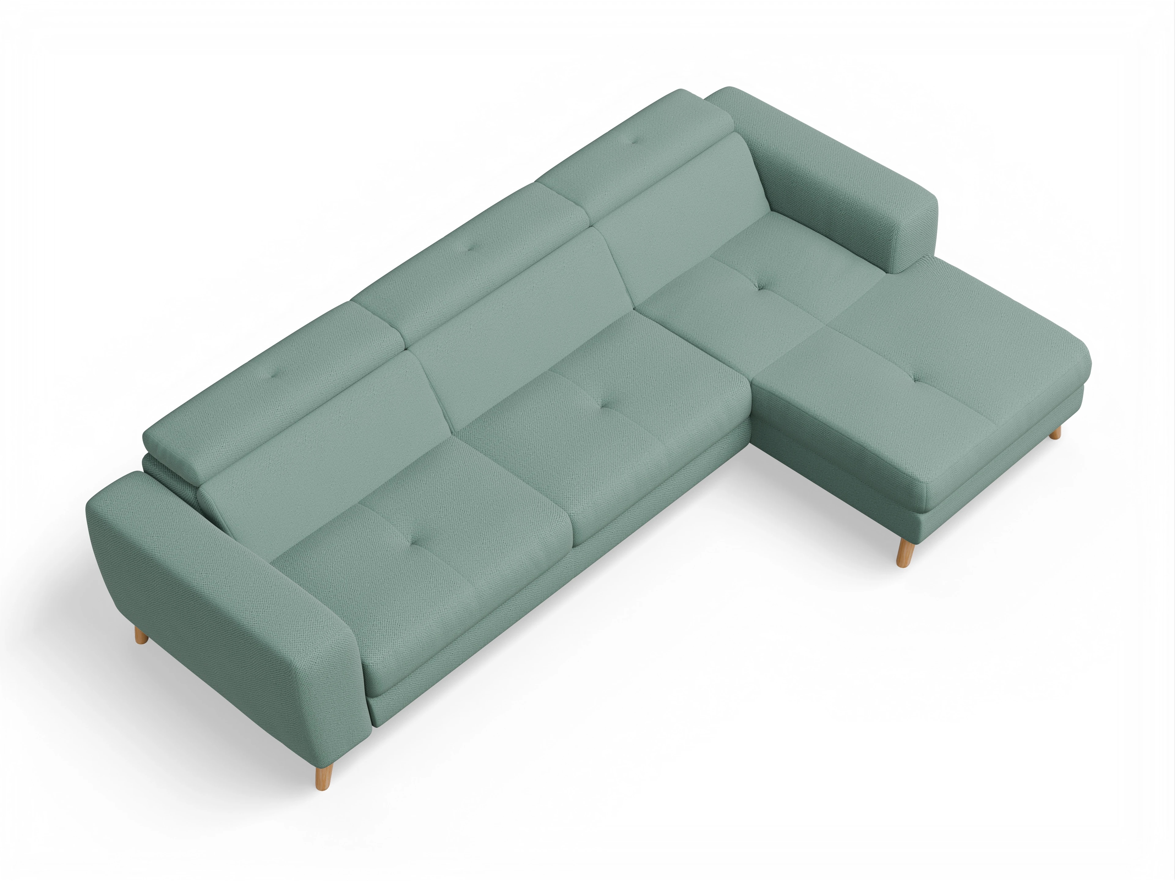 Ansicht des Produktes Capua Ecksofa rechts Abschluss offen in Stoff Blau