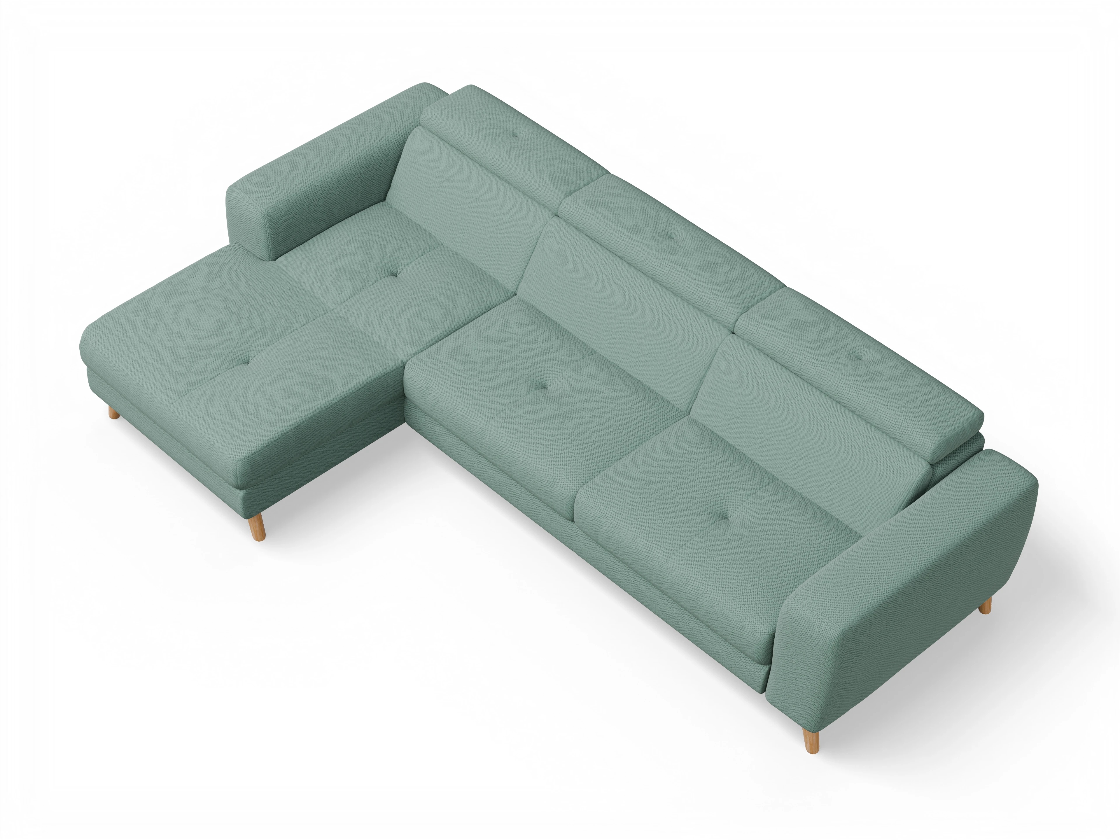 Ansicht des Produktes Capua Ecksofa links Abschluss offen in Stoff Blau