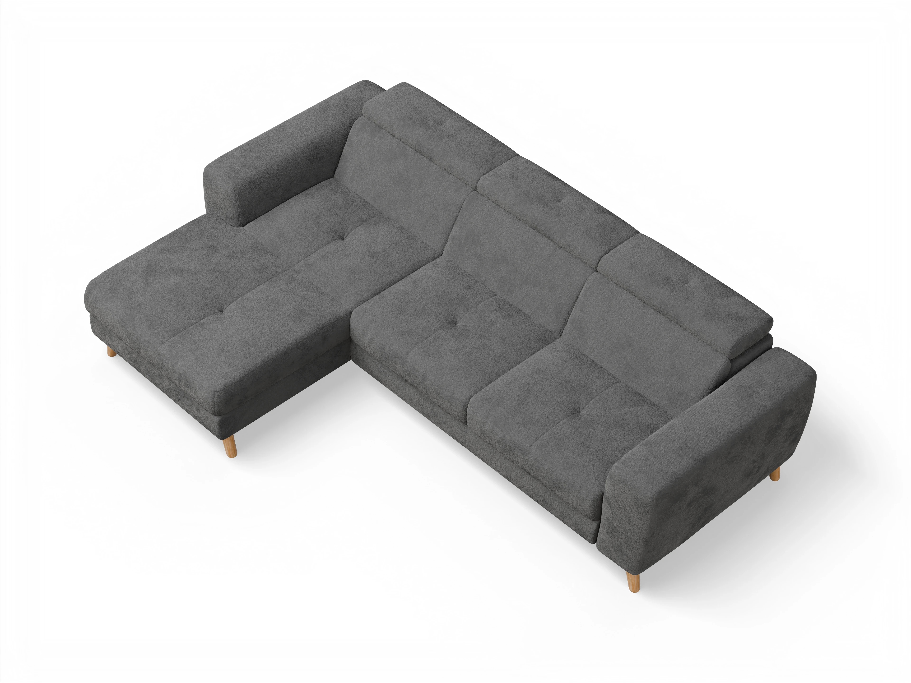 Ansicht des Produktes Capua Ecksofa links Abschluss offen in Stoff Grau