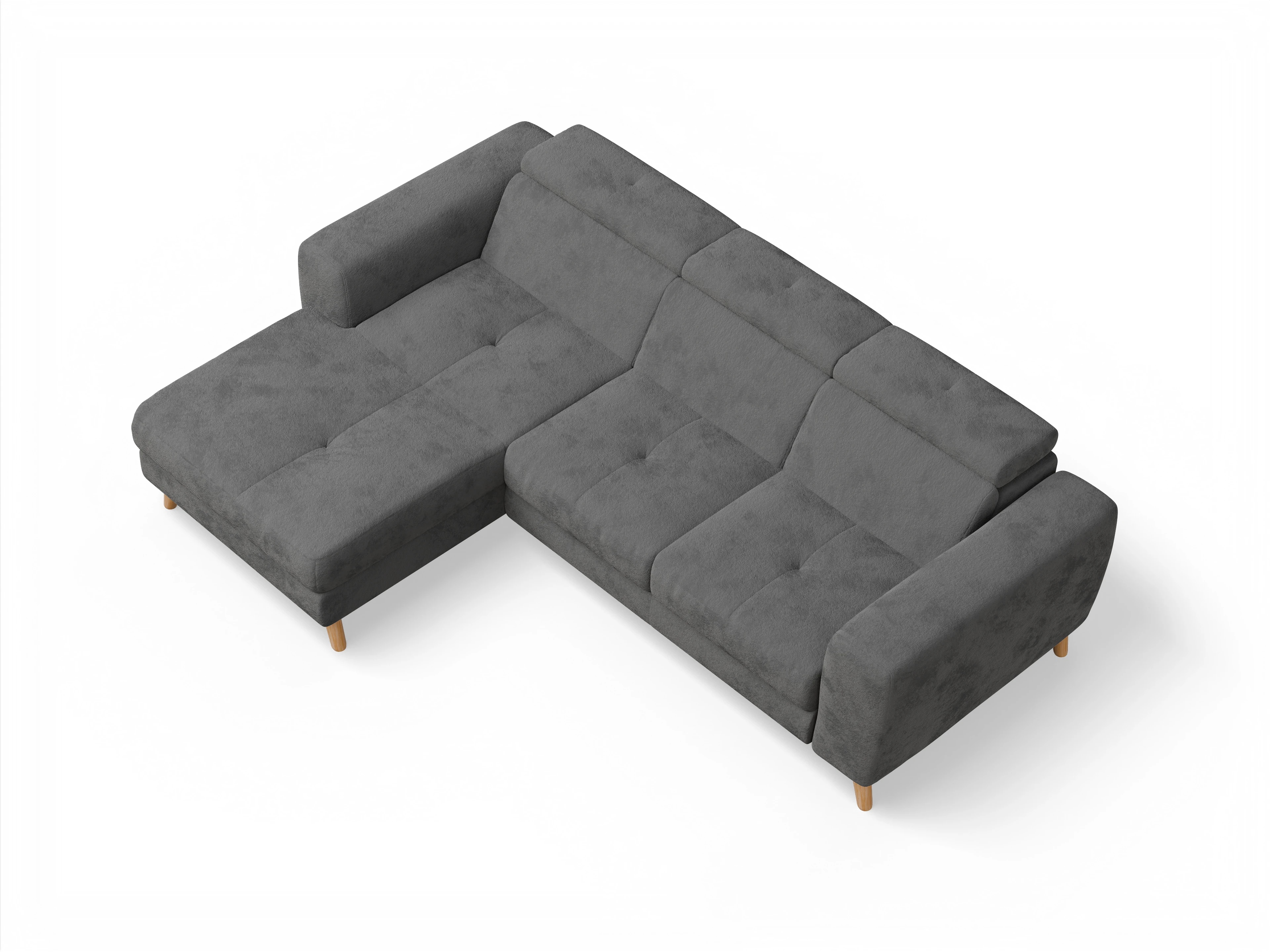 Ansicht des Produktes Capua Ecksofa links Abschluss offen in Stoff Grau