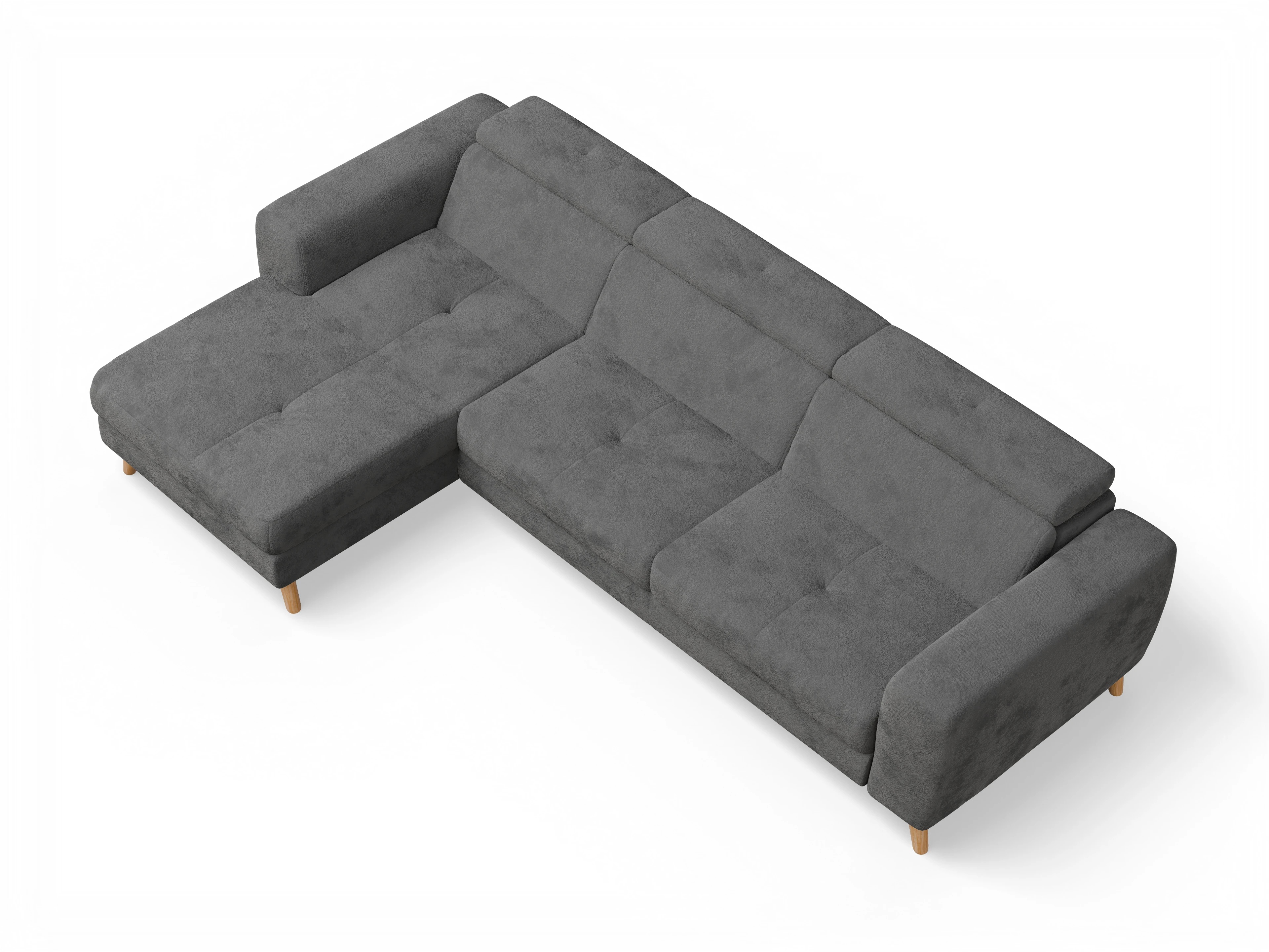 Ansicht des Produktes Capua Ecksofa links Abschluss offen in Stoff Grau