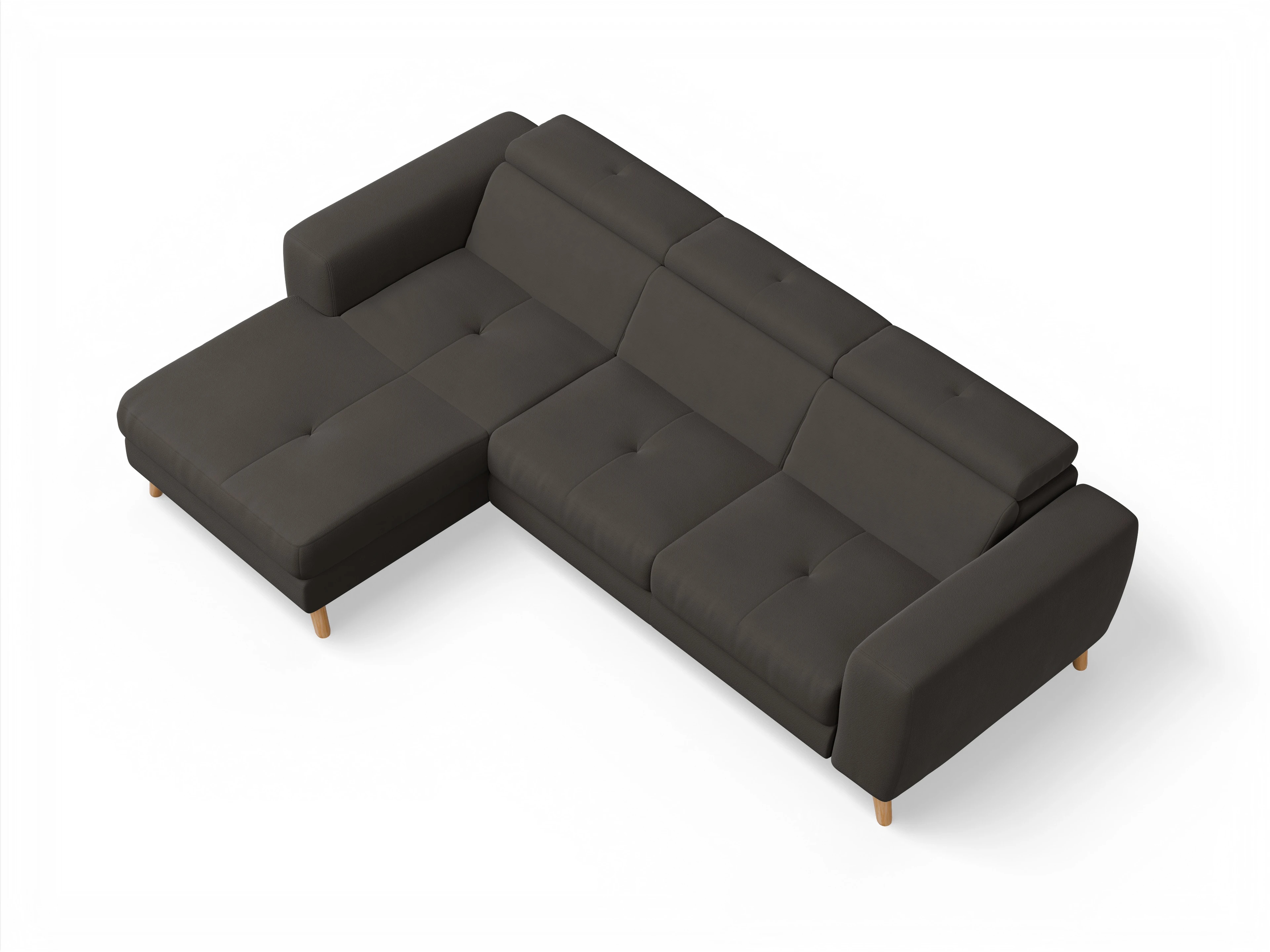 Ansicht des Produktes Capua Ecksofa links Abschluss offen in Stoff Braun