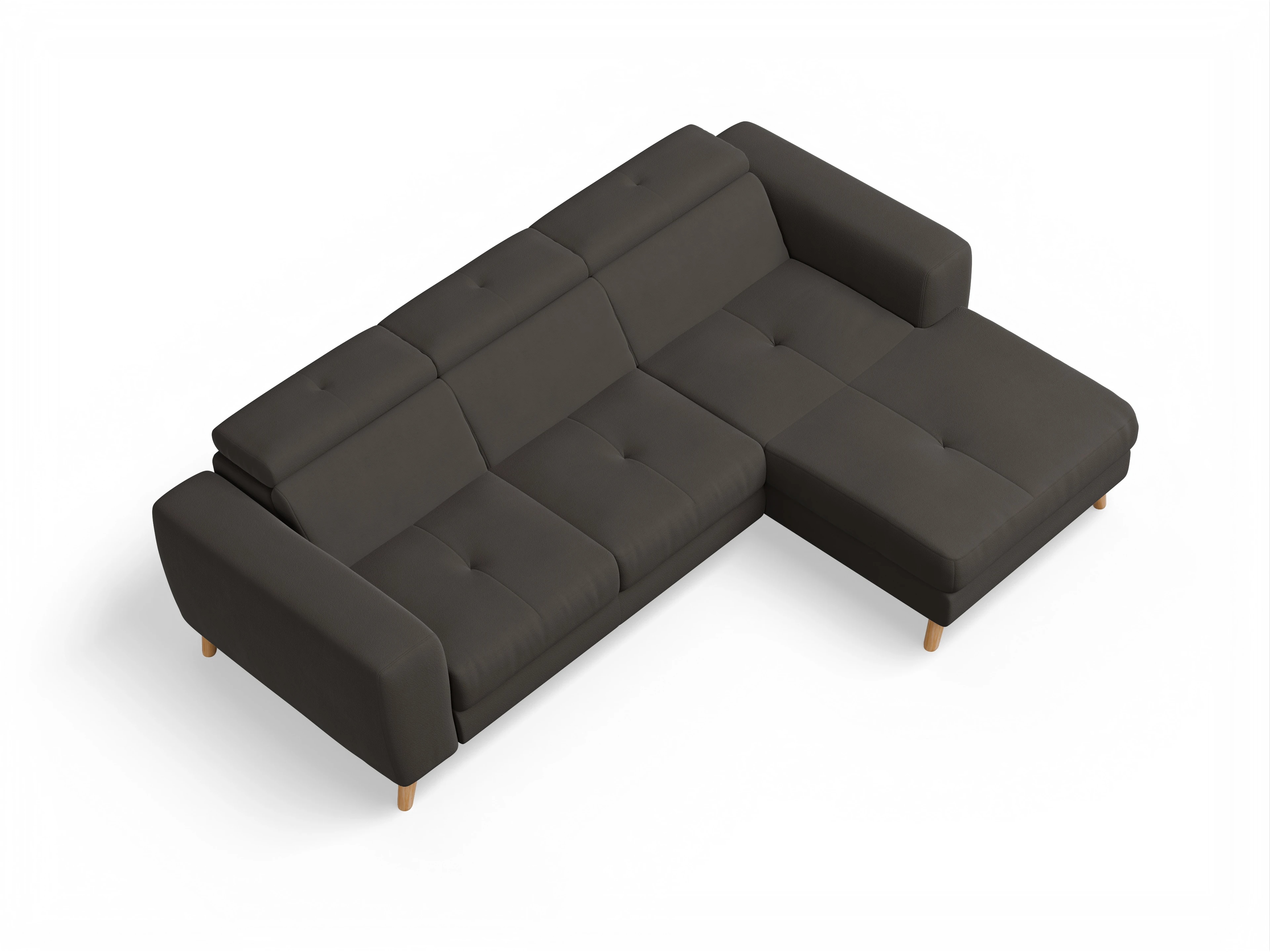 Ansicht des Produktes Capua Ecksofa rechts Abschluss offen in Stoff Braun