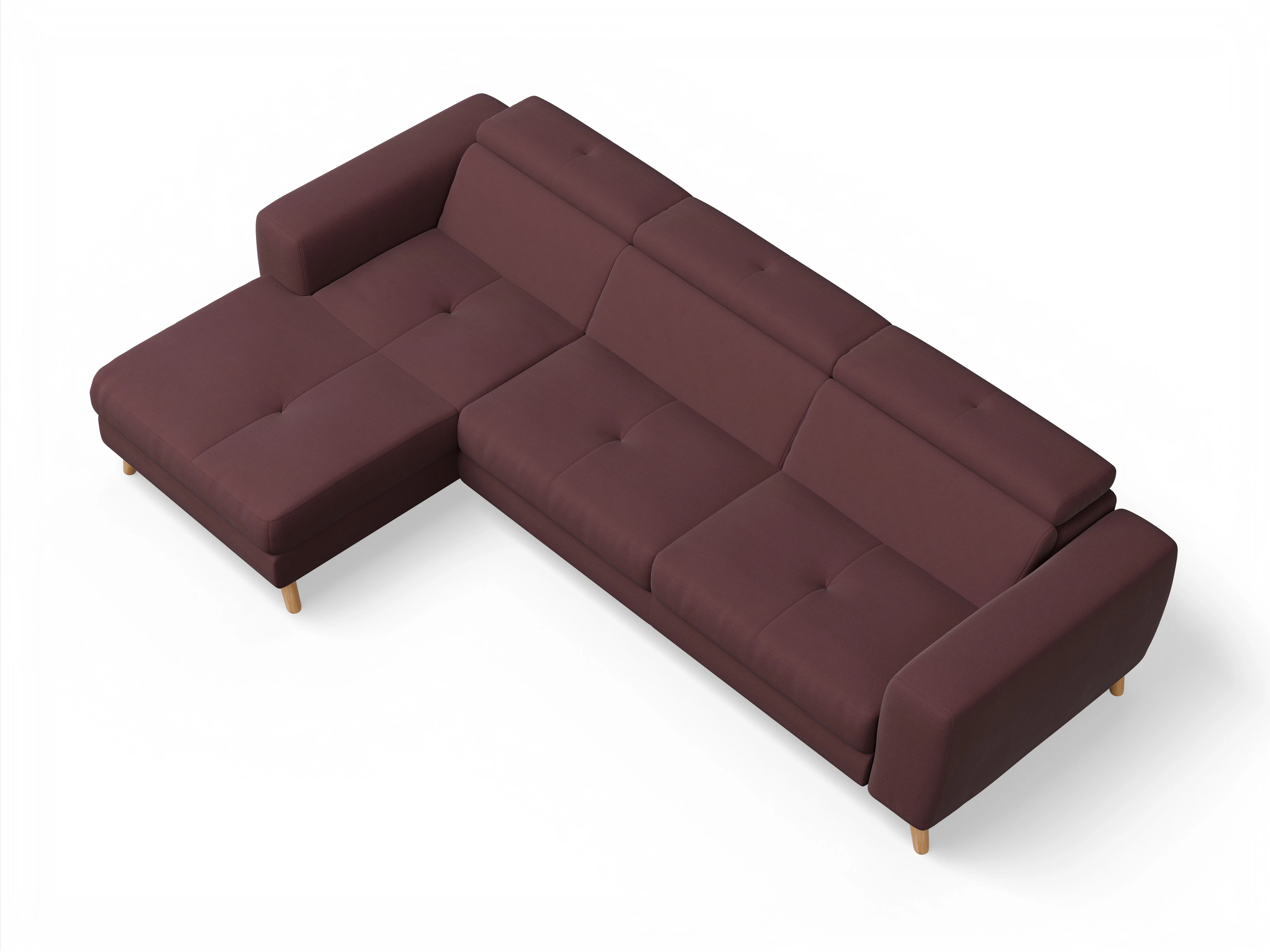 Ansicht des Produktes Capua Ecksofa links Abschluss offen in Stoff Rot