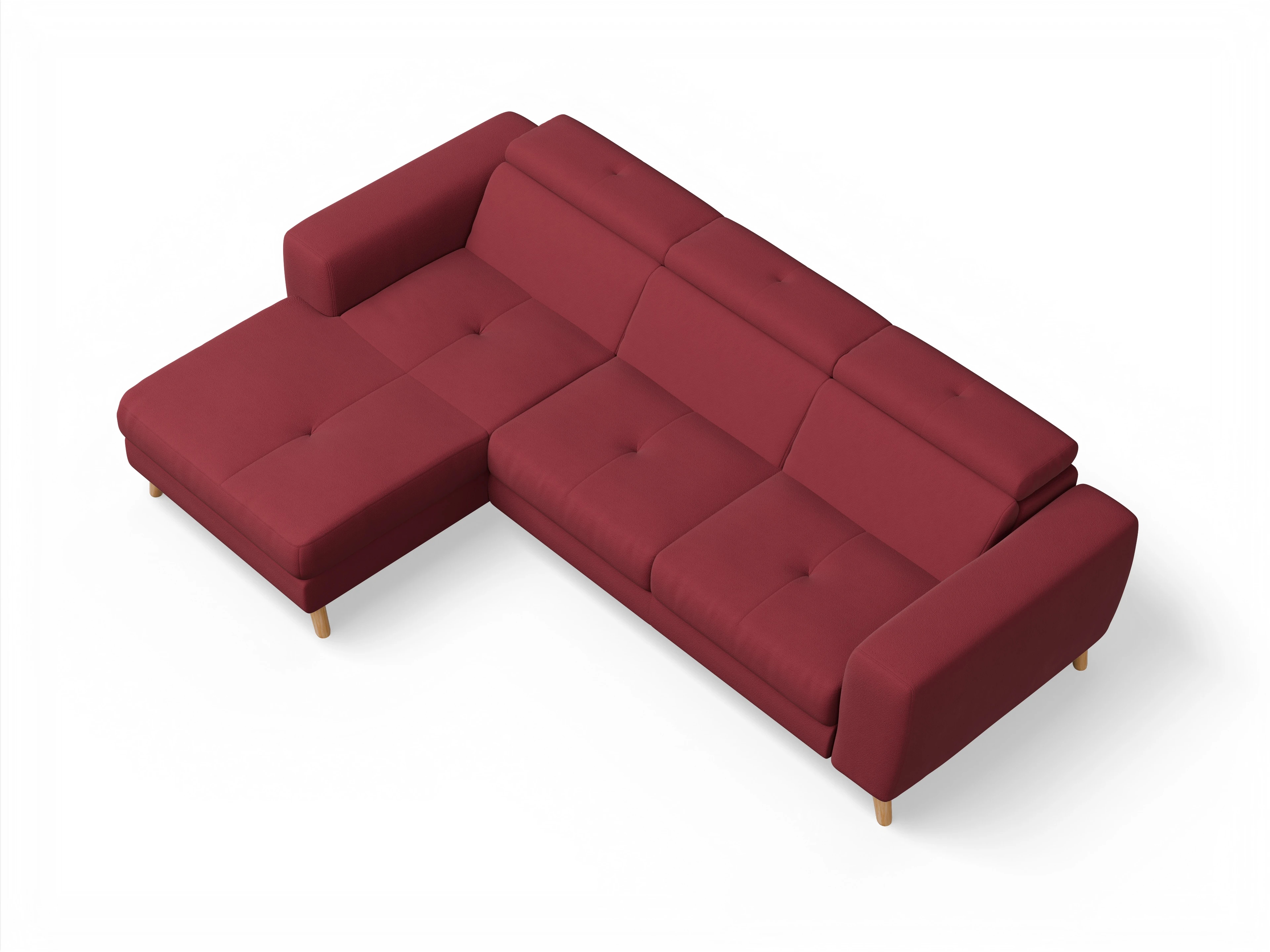 Ansicht des Produktes Capua Ecksofa links Abschluss offen in Stoff Rot