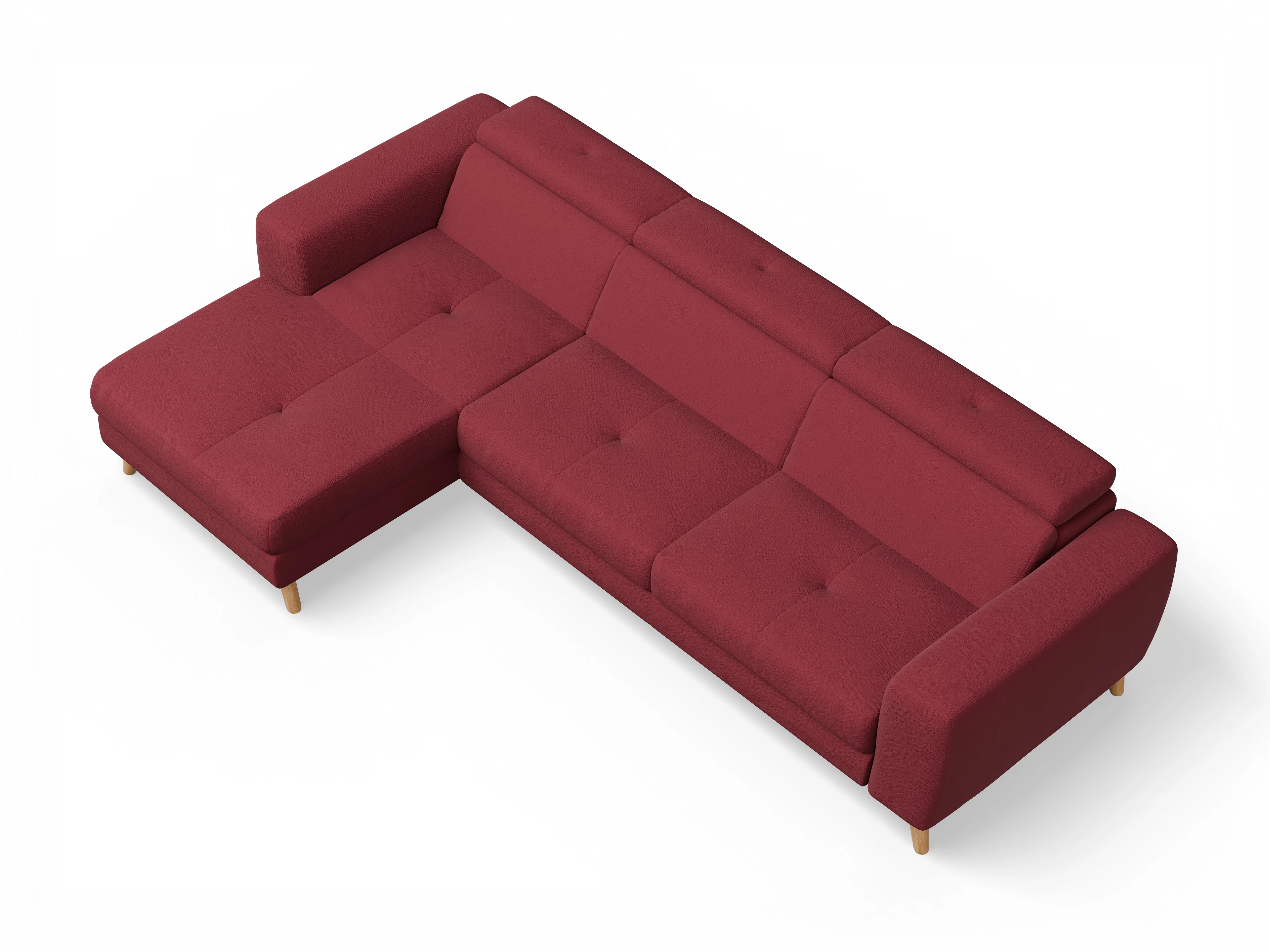 Ansicht des Produktes Capua Ecksofa links Abschluss offen in Stoff Rot