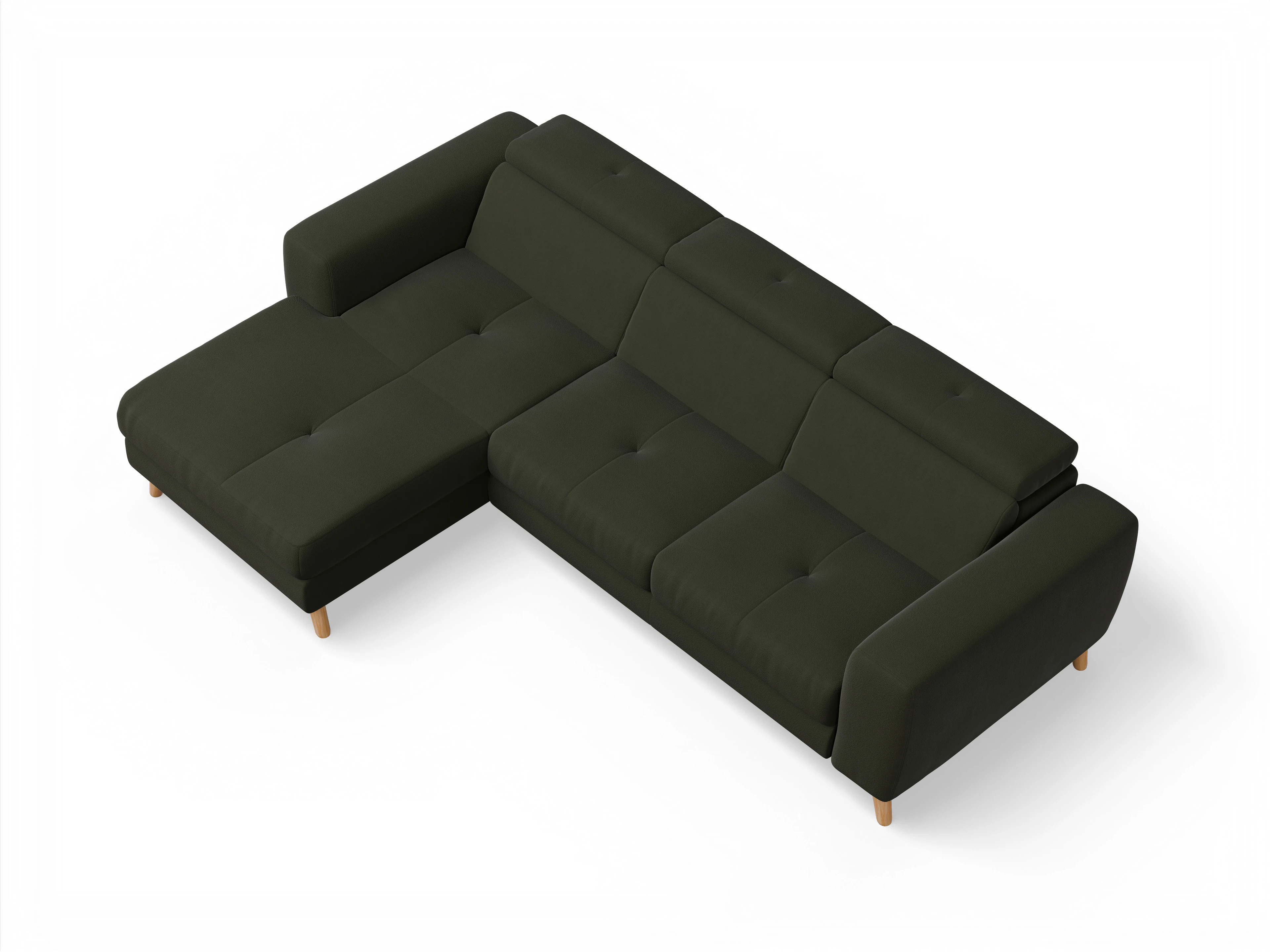 Ansicht des Produktes Capua Ecksofa links Abschluss offen in Stoff Grün