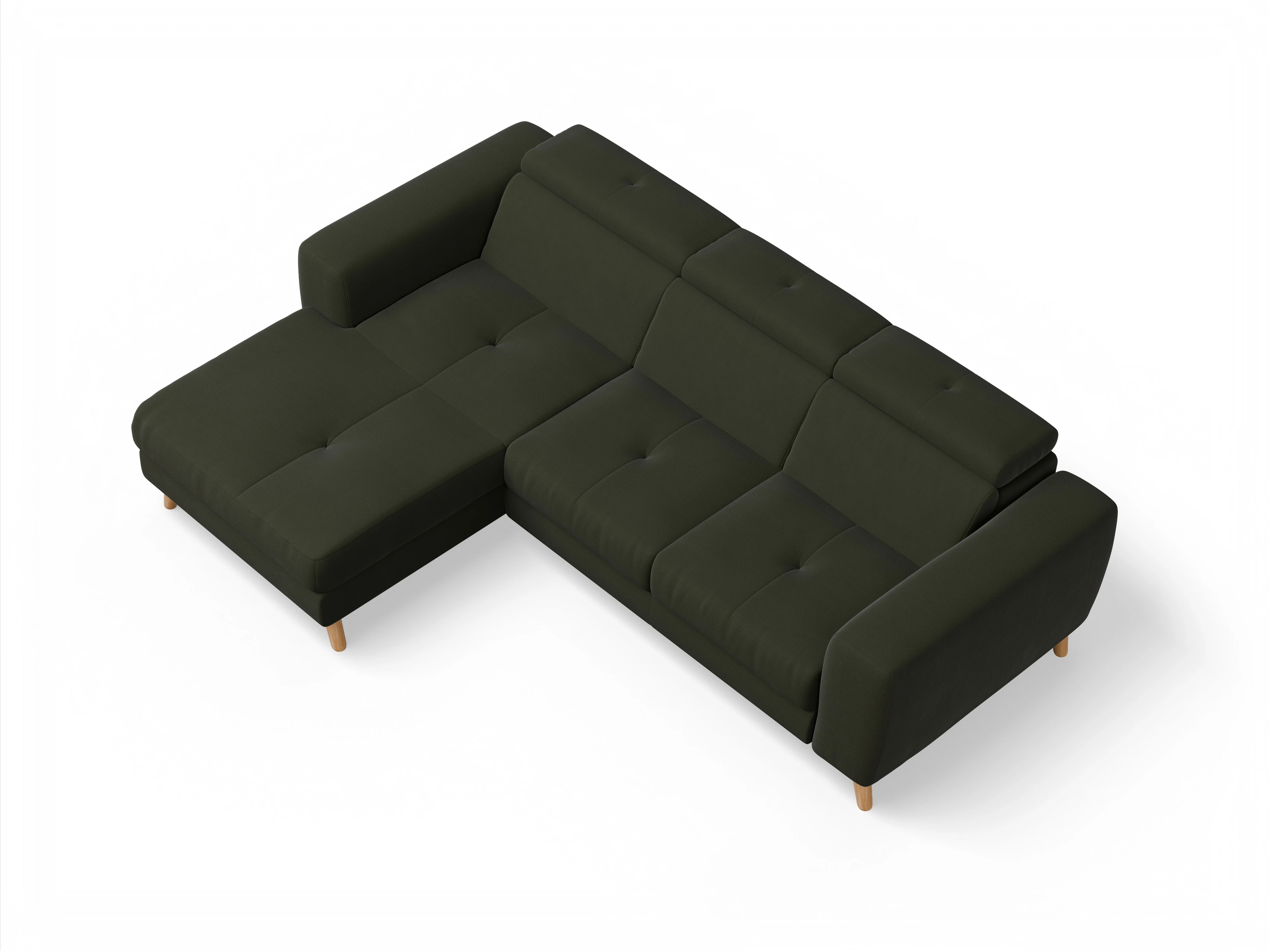 Ansicht des Produktes Capua Ecksofa links Abschluss offen in Stoff Grün