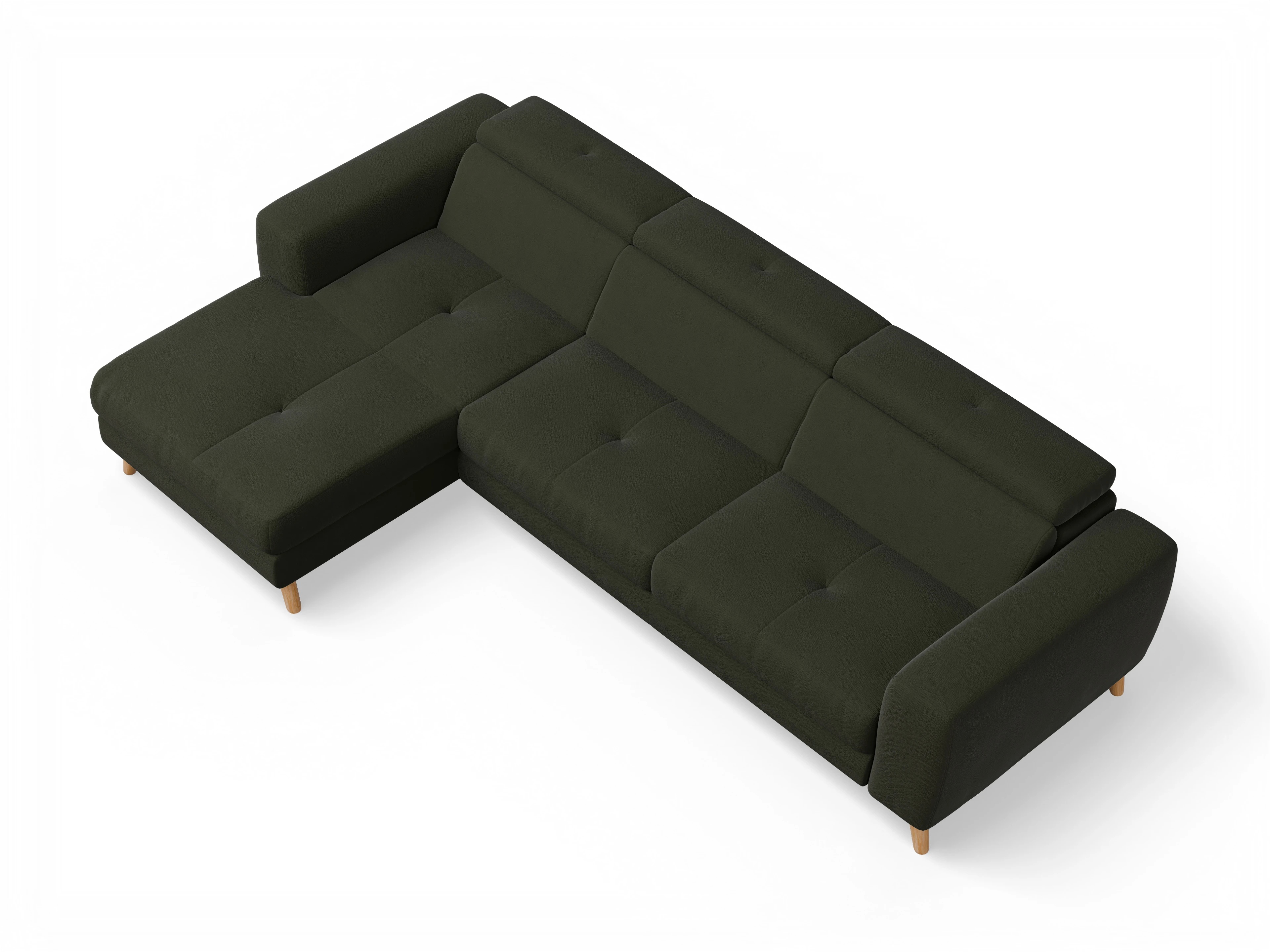 Ansicht des Produktes Capua Ecksofa links Abschluss offen in Stoff Grün