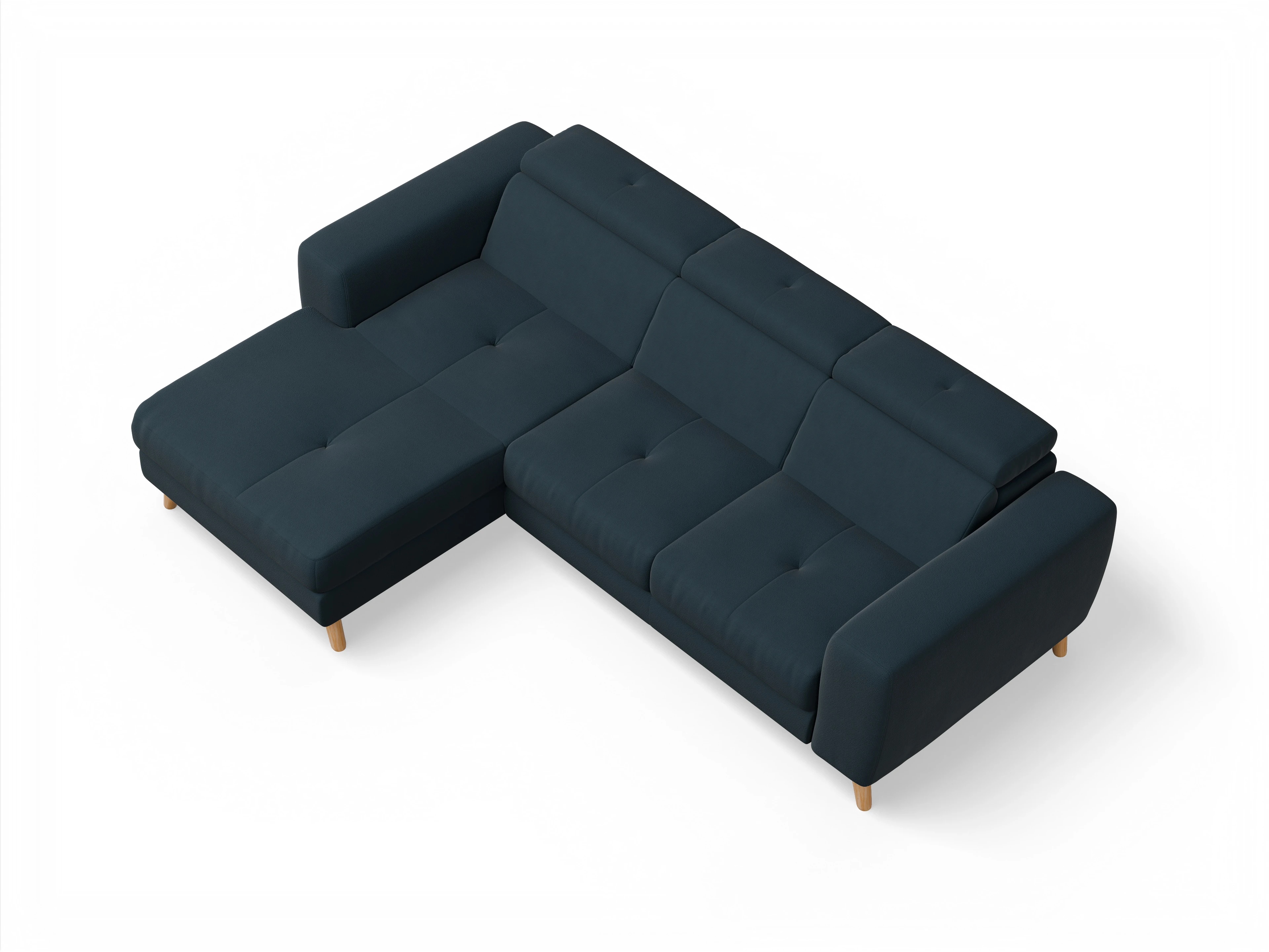 Ansicht des Produktes Capua Ecksofa links Abschluss offen in Stoff Blau