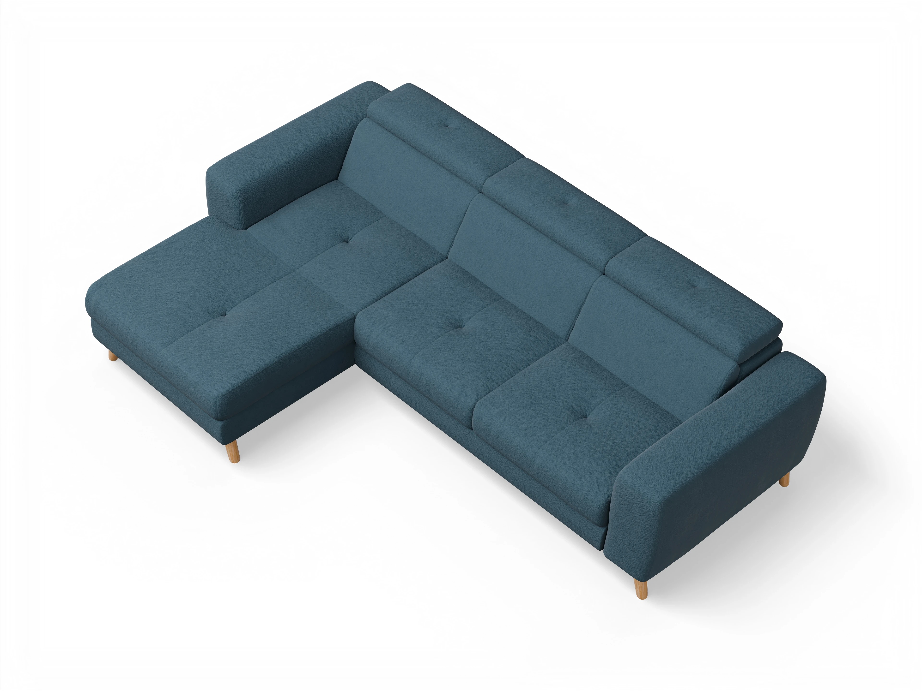 Ansicht des Produktes Capua Ecksofa links Abschluss offen in Stoff Blau