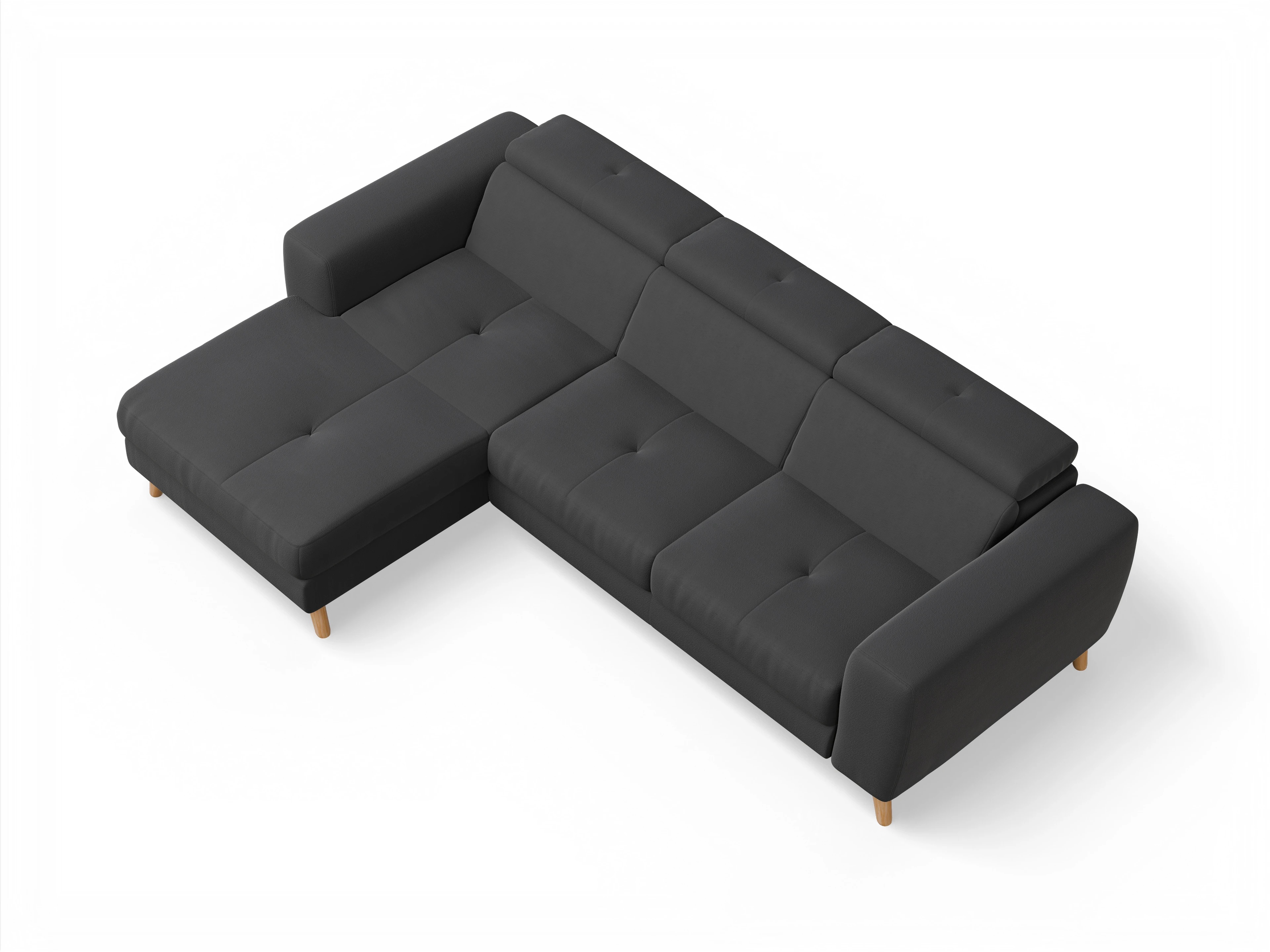 Ansicht des Produktes Capua Ecksofa links Abschluss offen in Stoff Grau