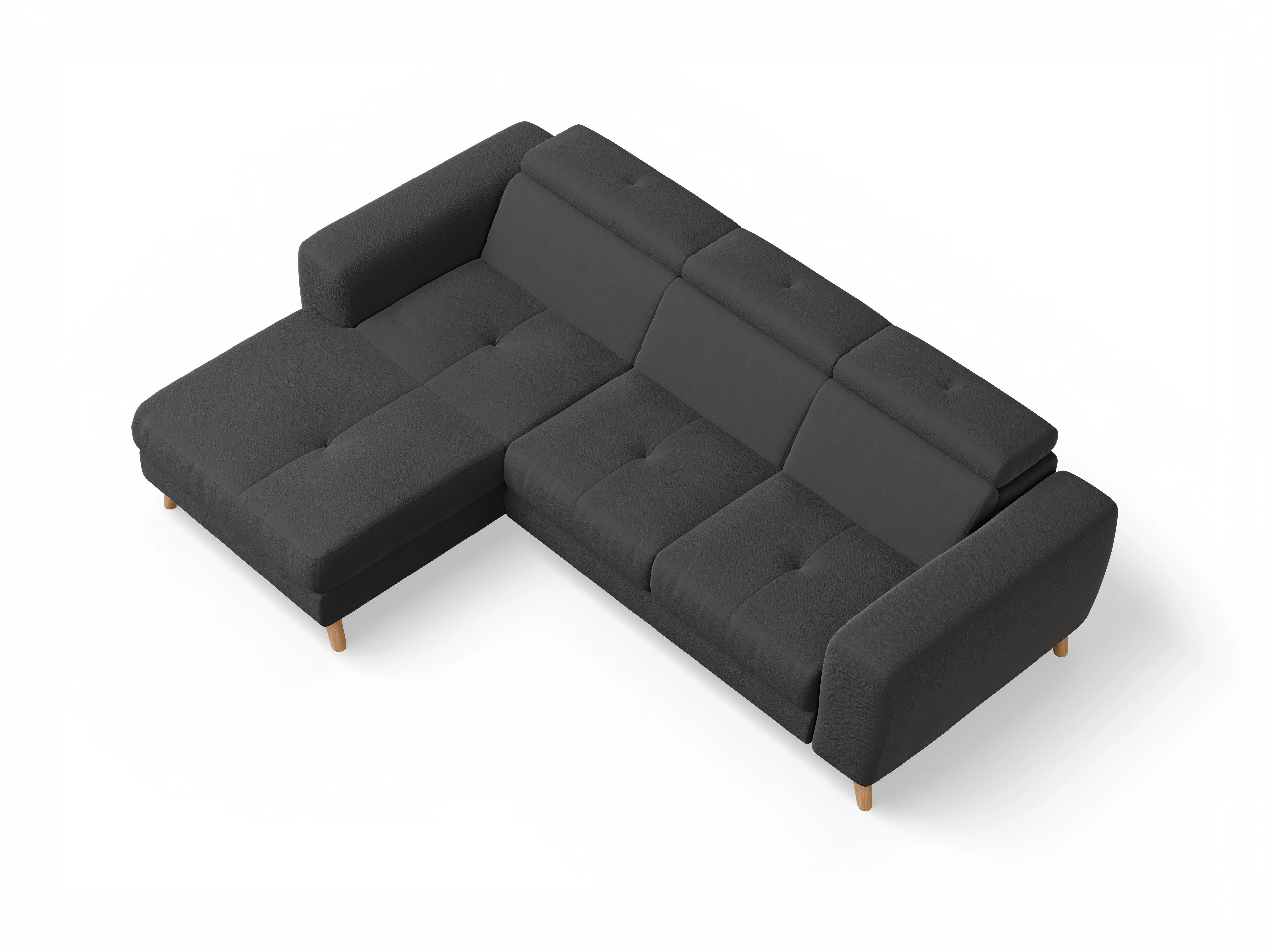 Ansicht des Produktes Capua Ecksofa links Abschluss offen in Stoff Grau