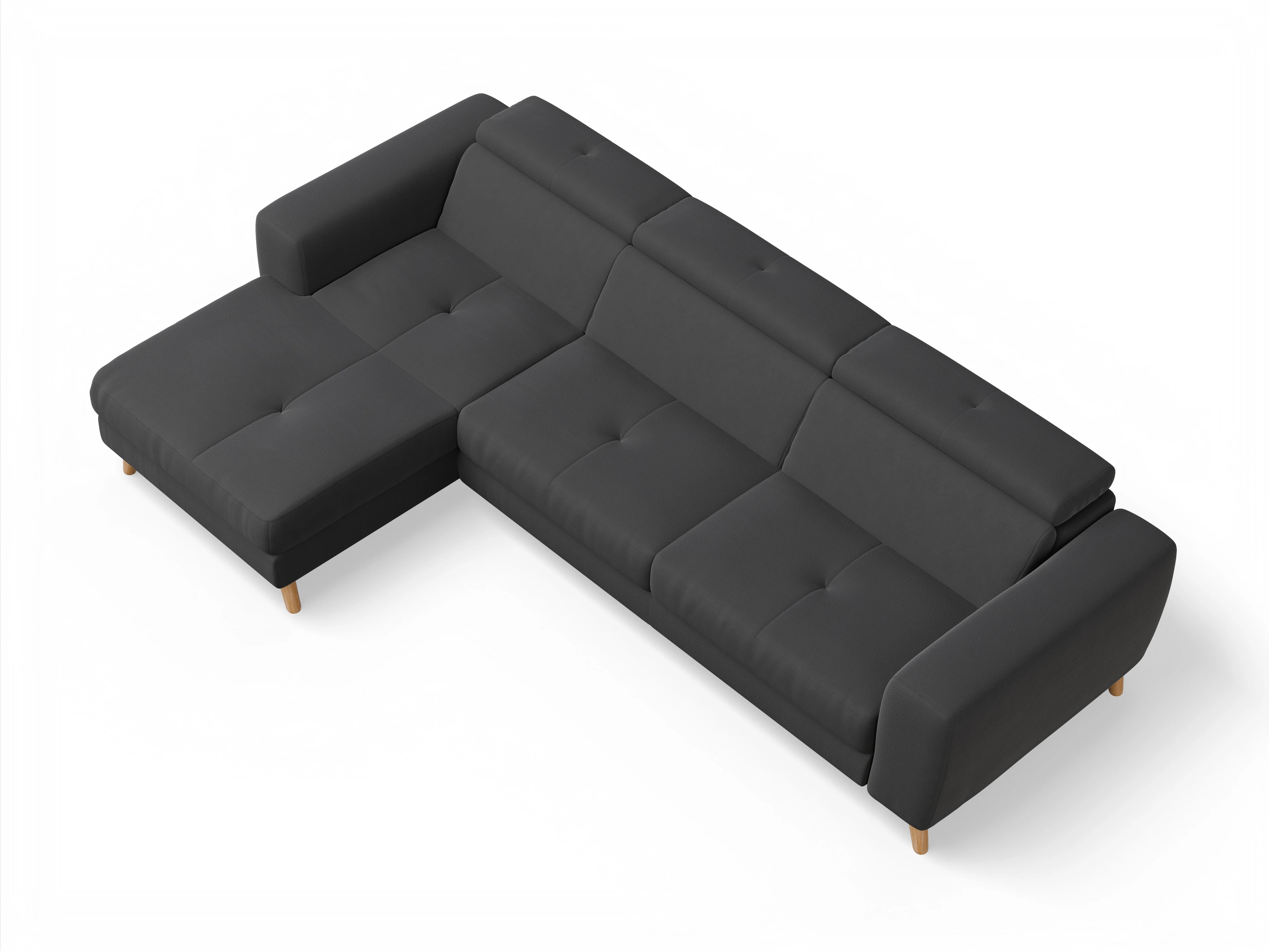 Ansicht des Produktes Capua Ecksofa links Abschluss offen in Stoff Grau