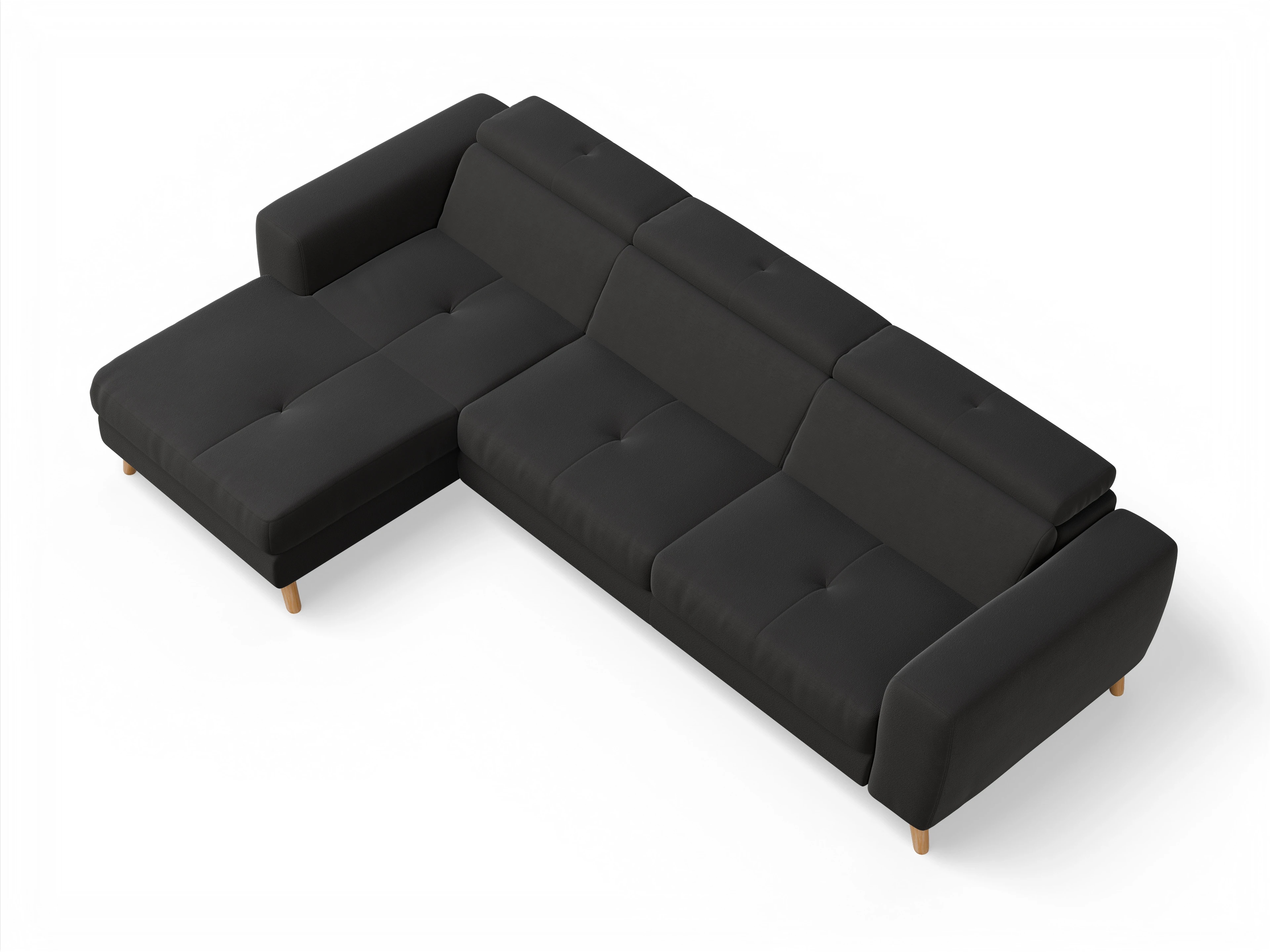 Ansicht des Produktes Capua Ecksofa links Abschluss offen in Stoff Grau