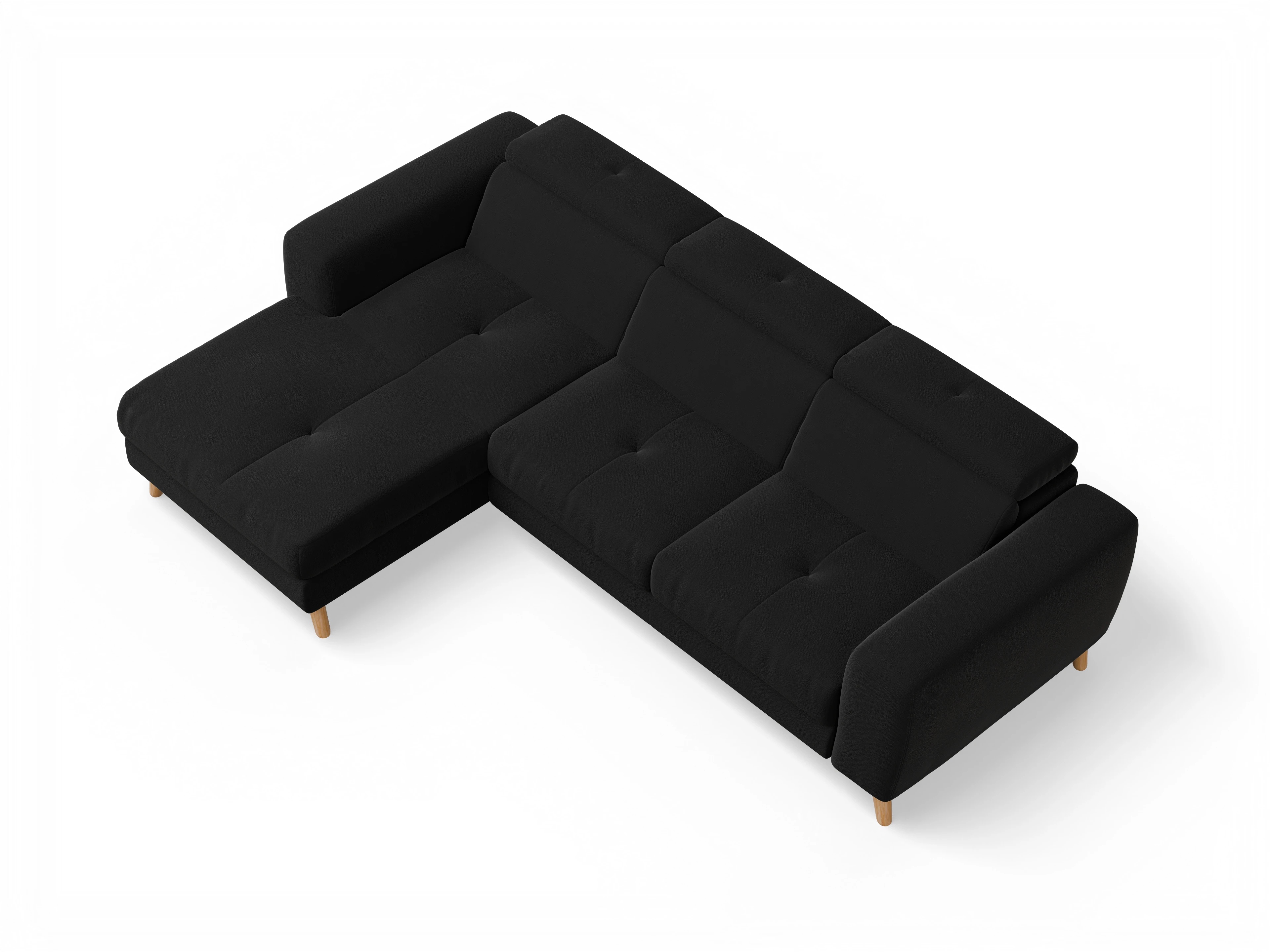 Ansicht des Produktes Capua Ecksofa links Abschluss offen in Stoff Schwarz