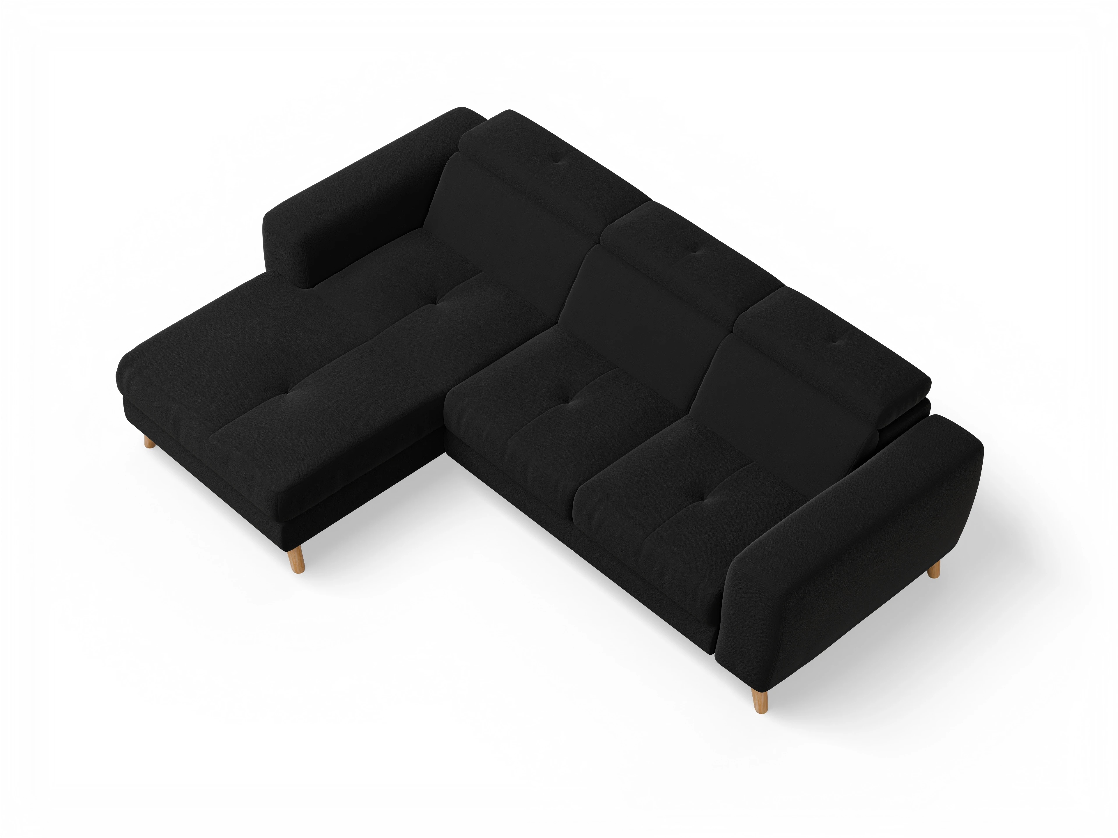 Ansicht des Produktes Capua Ecksofa links Abschluss offen in Stoff Schwarz