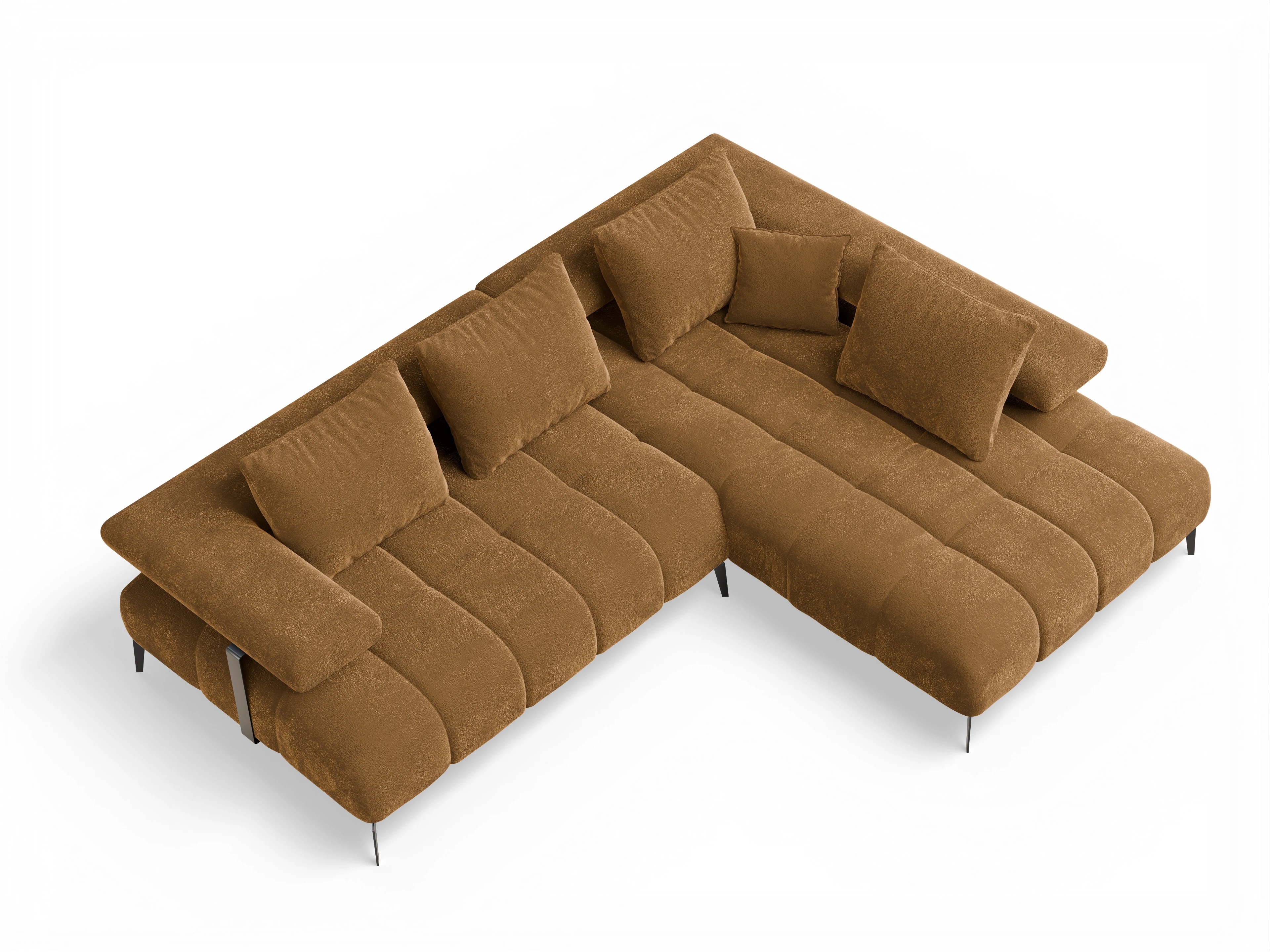 Ansicht des Produktes Madrid-O Ecksofa rechts Abschluss offen in Stoff Orange