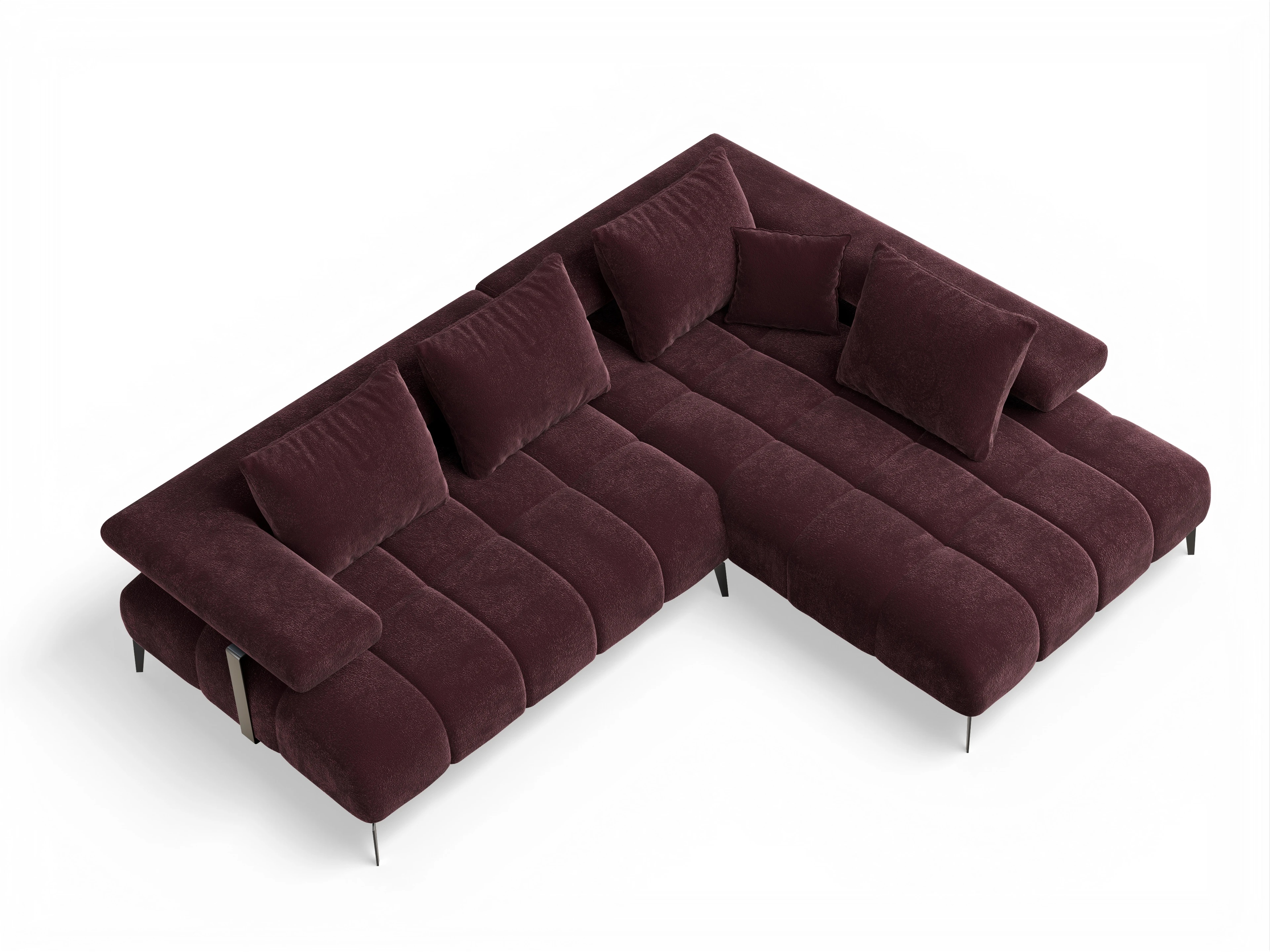 Ansicht des Produktes Madrid-O Ecksofa rechts Abschluss offen in Stoff Rot