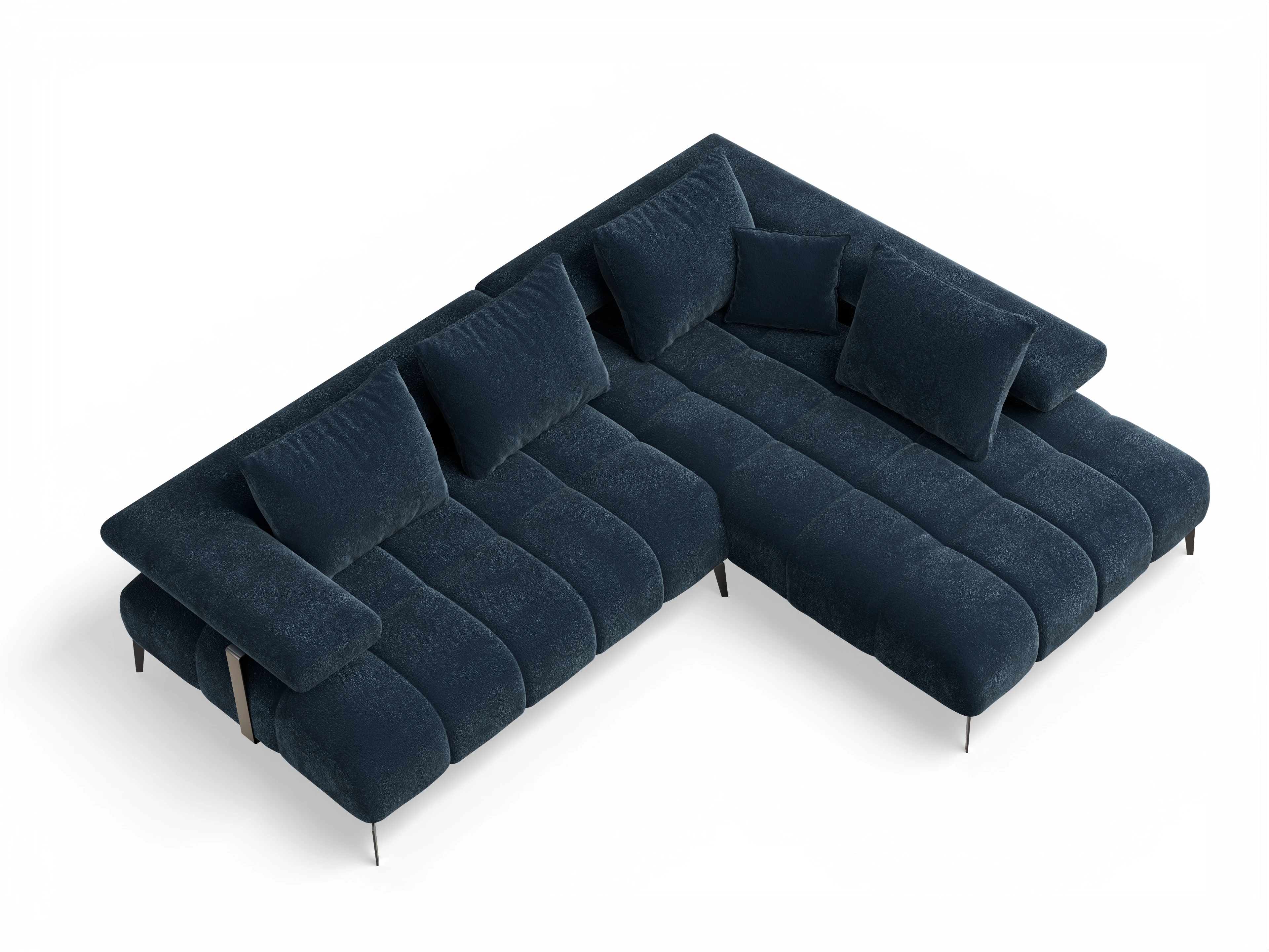 Ansicht des Produktes Madrid-O Ecksofa rechts Abschluss offen in Stoff Blau