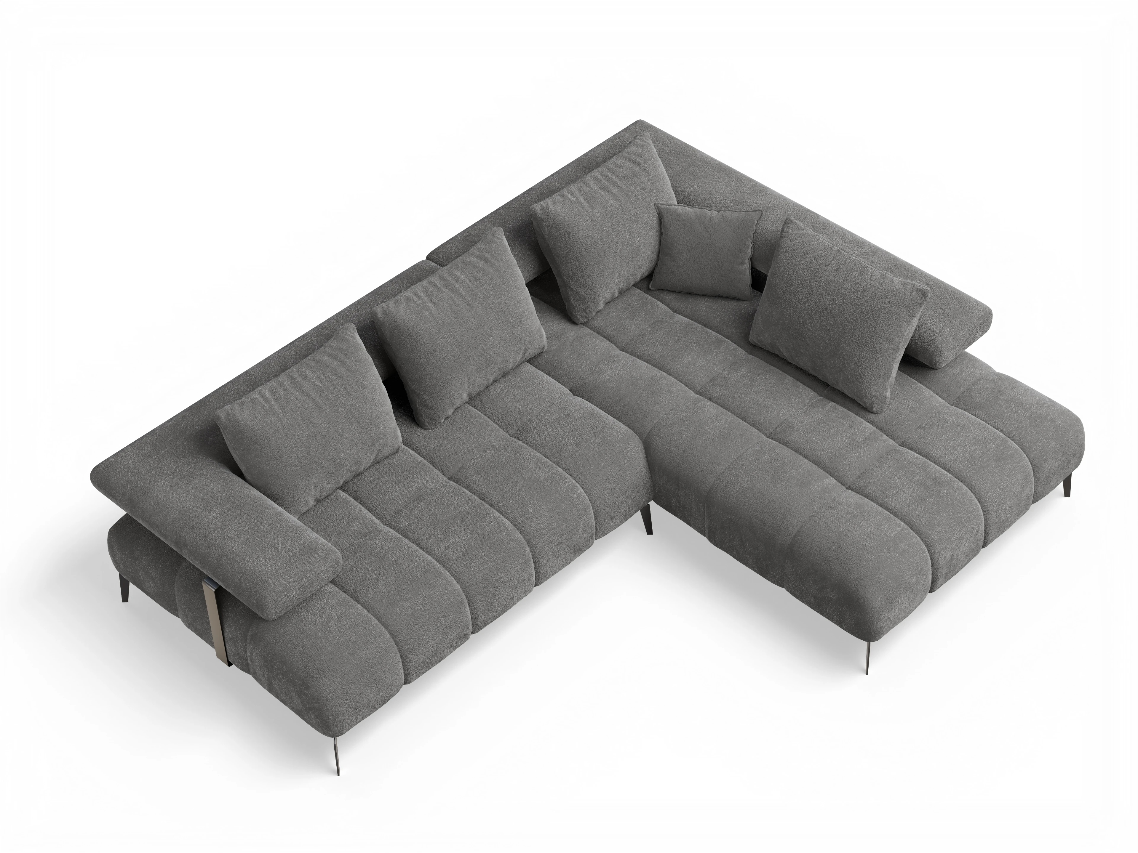 Ansicht des Produktes Madrid-O Ecksofa rechts Abschluss offen in Stoff Braun