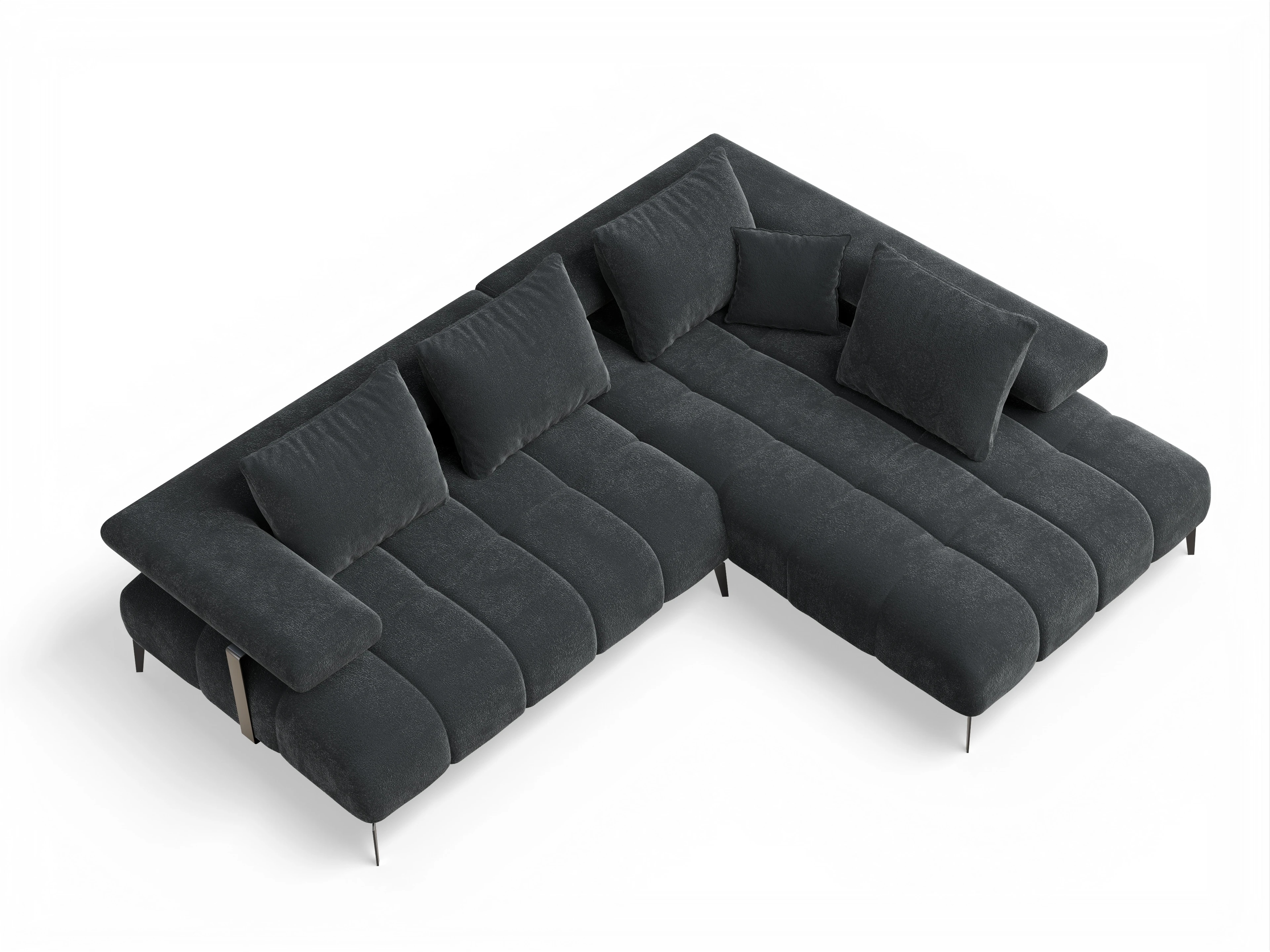 Ansicht des Produktes Madrid-O Ecksofa rechts Abschluss offen in Stoff Grau