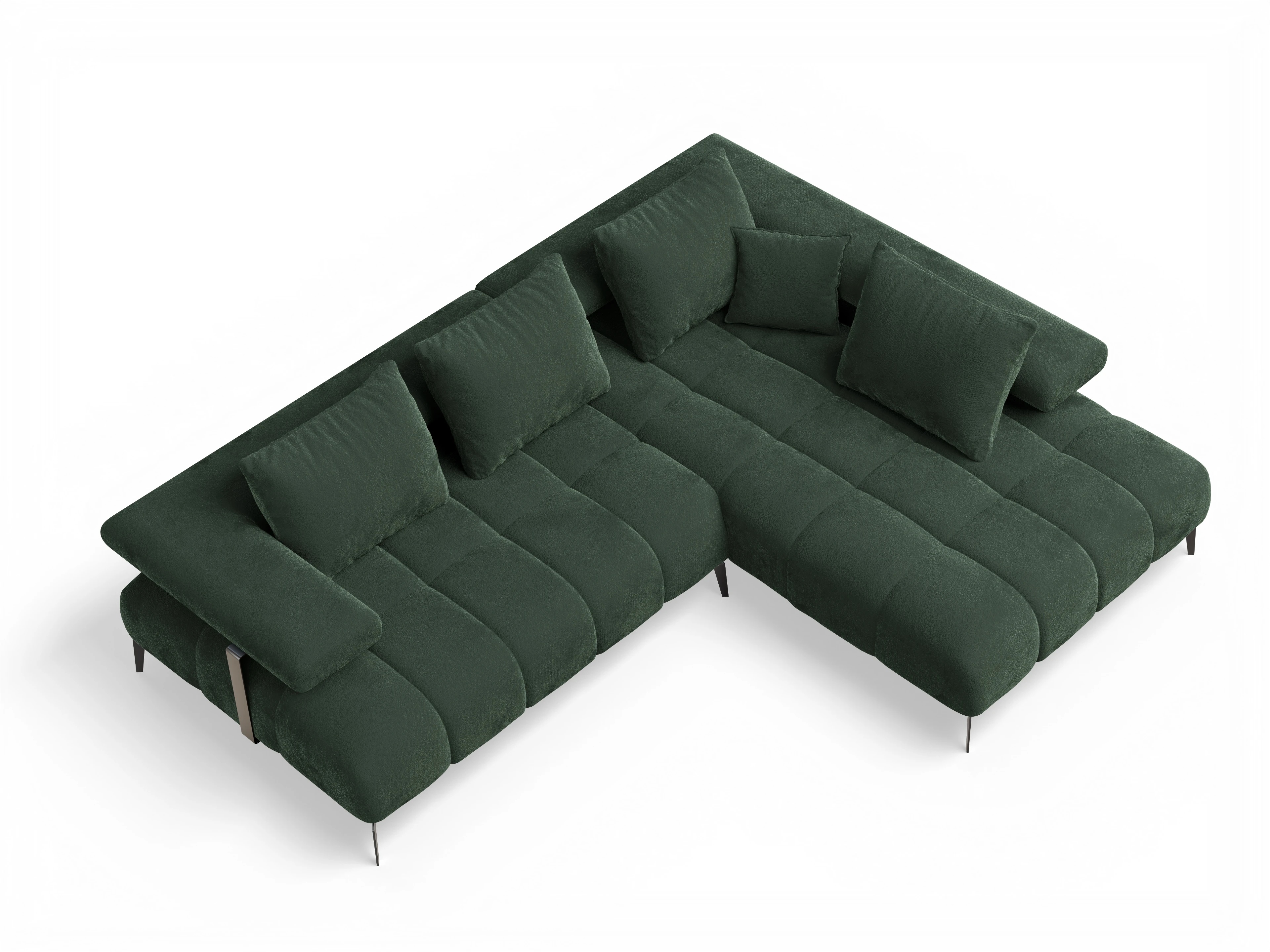 Ansicht des Produktes Madrid-O Ecksofa rechts Abschluss offen in Stoff Grün