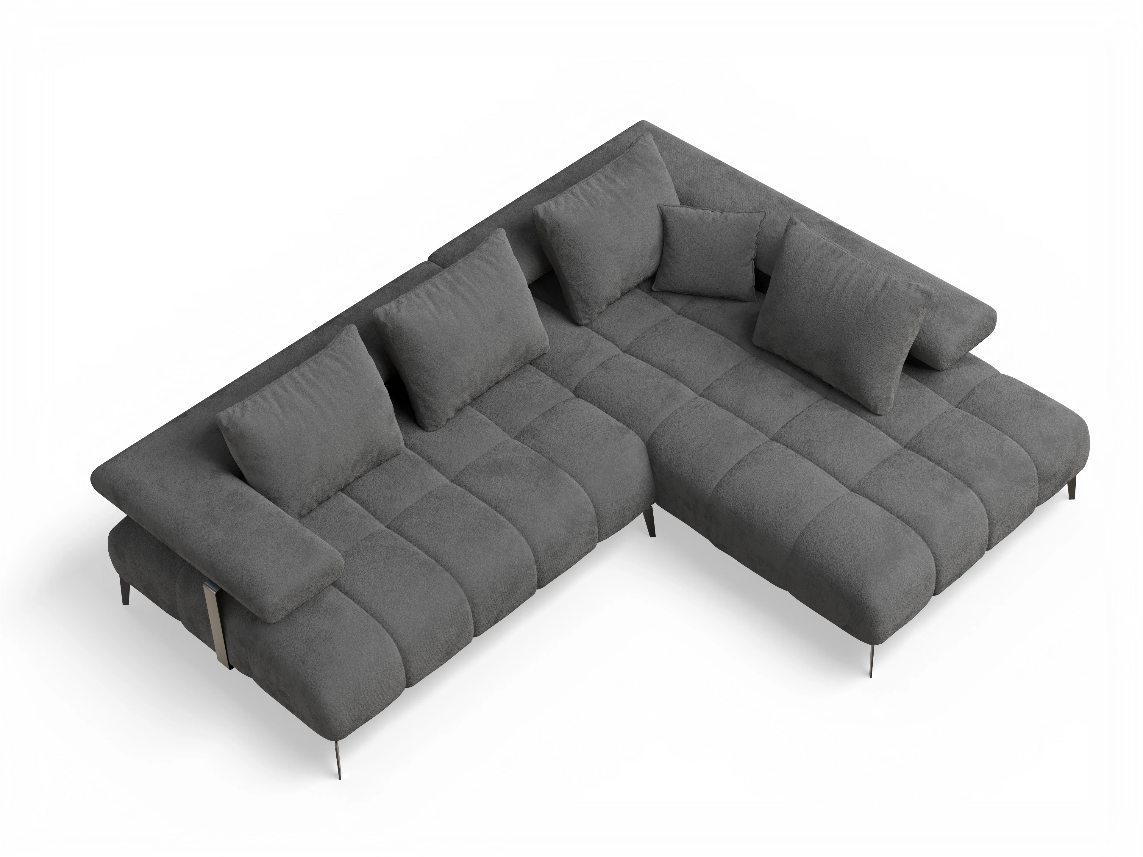 Ansicht des Produktes Madrid-O Ecksofa rechts Abschluss offen in Stoff Grau