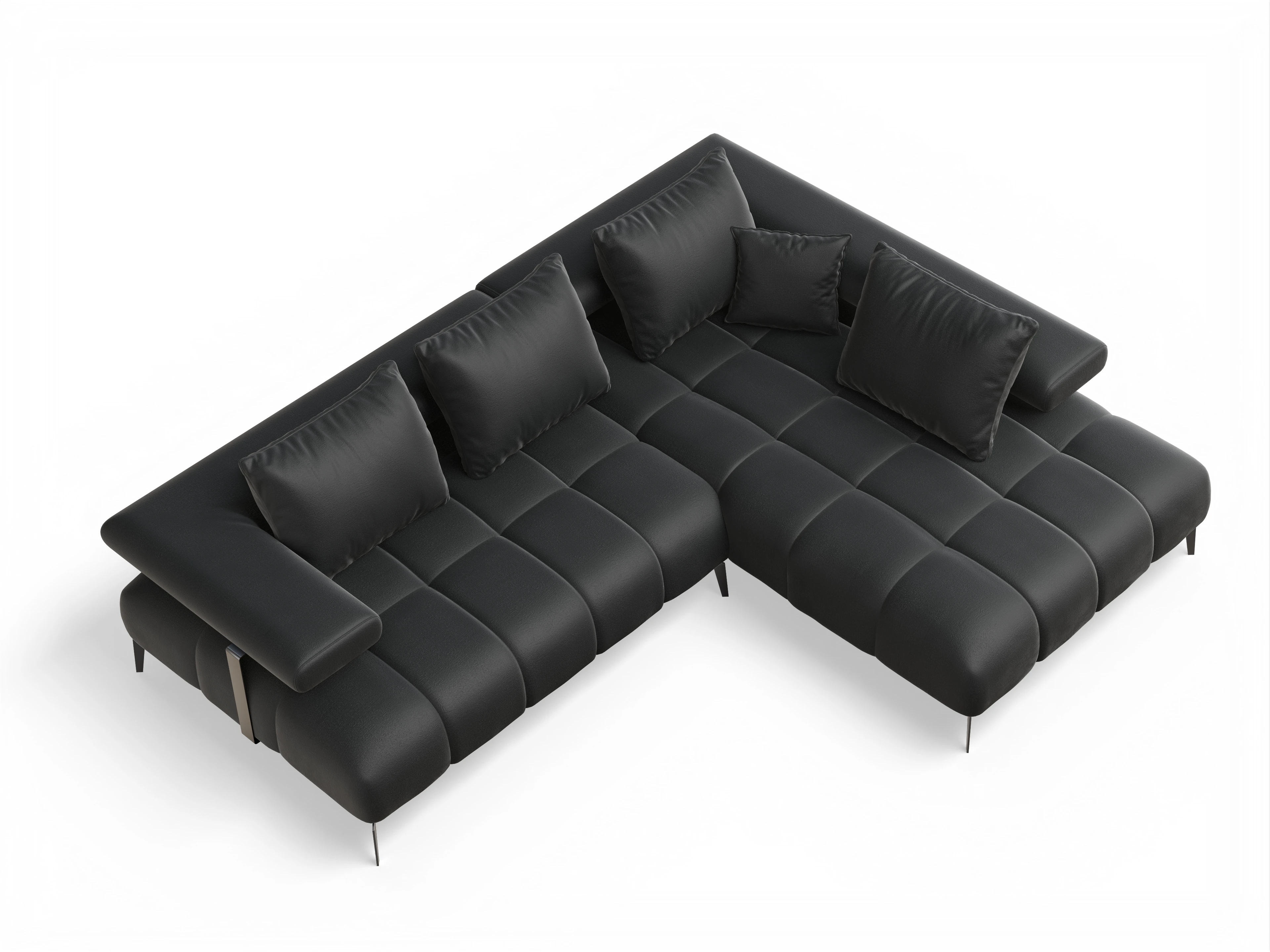 Ansicht des Produktes Madrid-O Ecksofa rechts Abschluss offen in Stoff Schwarz