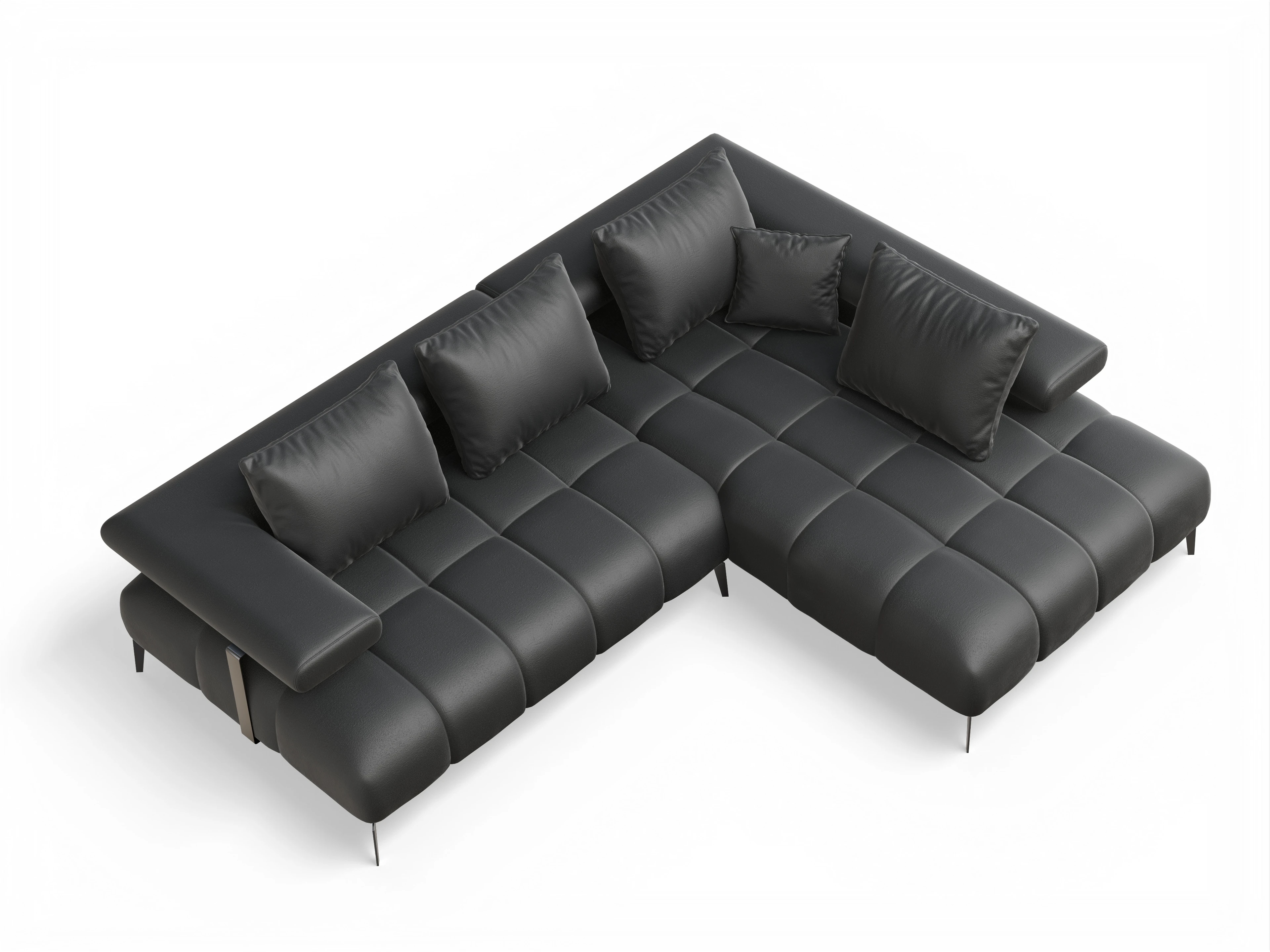 Ansicht des Produktes Madrid-O Ecksofa rechts Abschluss offen in Stoff Grau